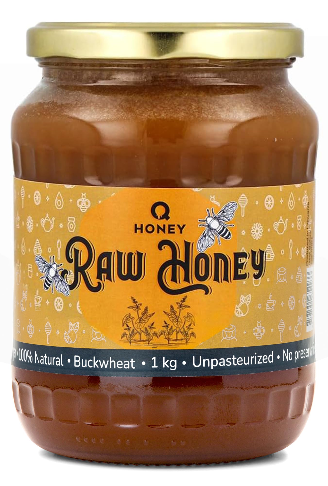 Pure Raw Buckwheat Honey 100% Natural - Unfiltered and Unheated, 1 kg, Directly from the Hive, Perfect for Cooking and Marinades with a Strong Earthy Aroma and Flavor