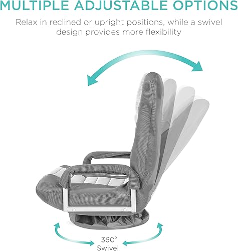 Miniatura 3 de Best Choice Products Swivel Gaming Chair 360 Degree Multipurpose Floor Chair Rocker for TV, Reading, Playing Video Games w/Lumbar Support, Armrest