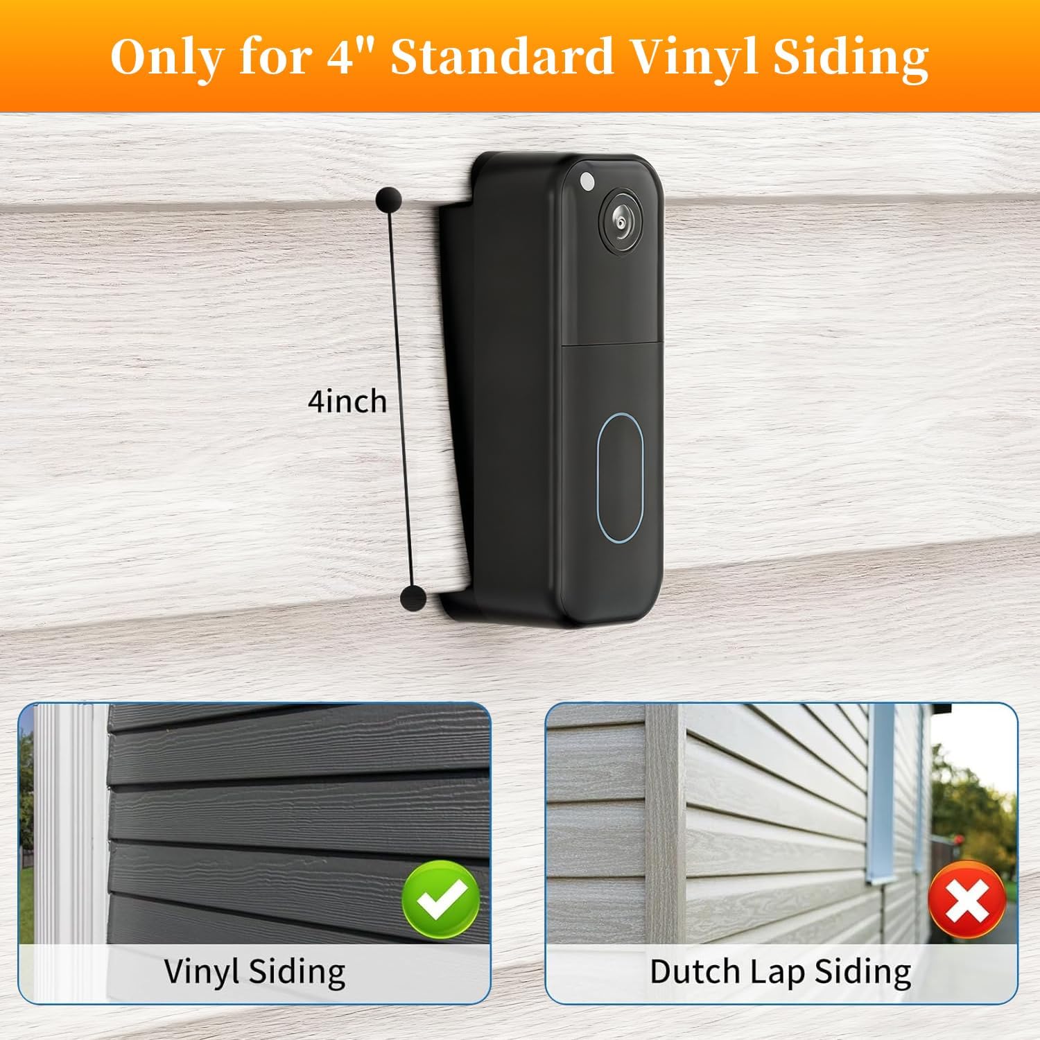 3 Pack Ring Doorbell Siding Mount/Only for 4" Vinyl Siding Angle Adjustment Mount for Ring Wired Doorbell Plus & Pro 2025 and All-New Blink Video Doorbell Camera 2nd Gen (3)