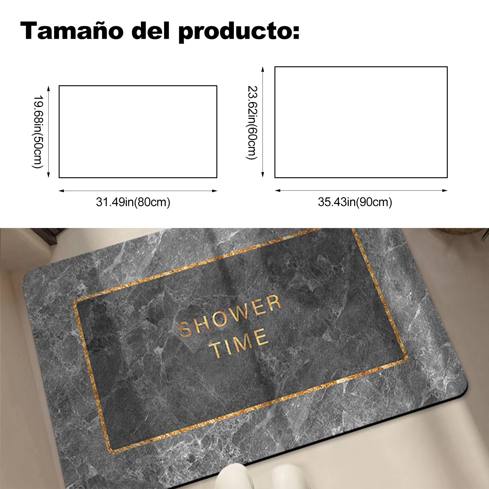 Ergocar Alfombra de Baño de Rápida Absorción del Agua, Alfombrilla de Baño Antideslizantes, Resistente al Desgaste Alfombra de Baño, para Dormitorio Salón Cocina(Patrón de Mármol)