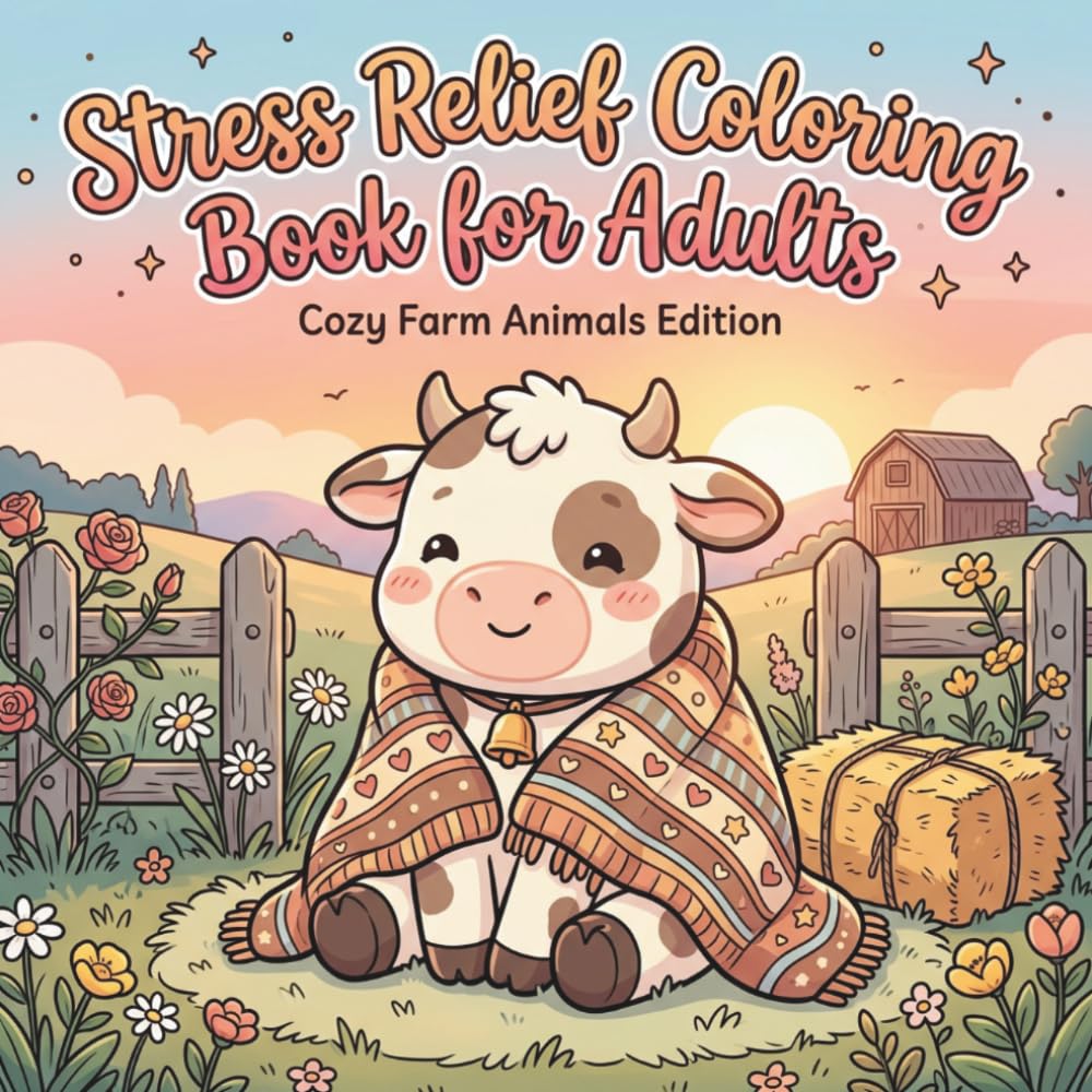Stress Relief Coloring Book for Adults: Cozy Farm Animals for Relaxation with Bold and Easy Designs: Simple and Calming Farm Animal Designs for Relaxation, Stress Relief, and Mindfulness
