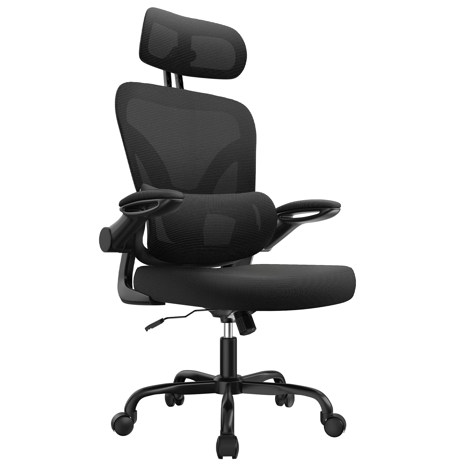 naspaluro Ergonomic Office Chair - Desk Chair with Dual Backrest Design, Adjustable Lumbar Support, Computer Chair with Flip-Up Armrests, 3D Headrest for Home Office - Black