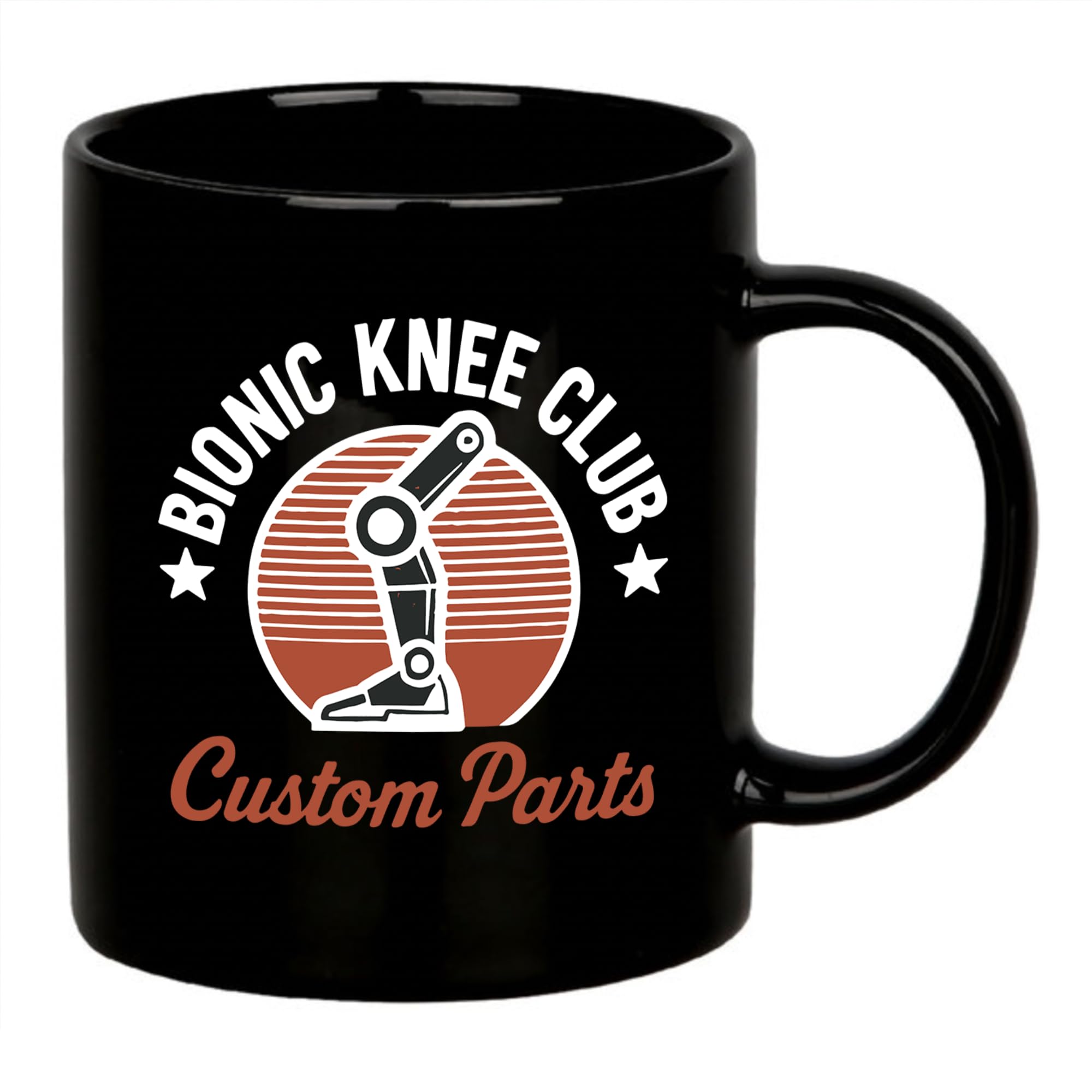 Bionic Knee Club Custom Parts Knee Surgery Recovery Gifts For Patients From Doctor Nurse Replacement Get Well Soon Gifts Orthopedic Novelty Drinkware Ceramic Mug (Classic, Black)