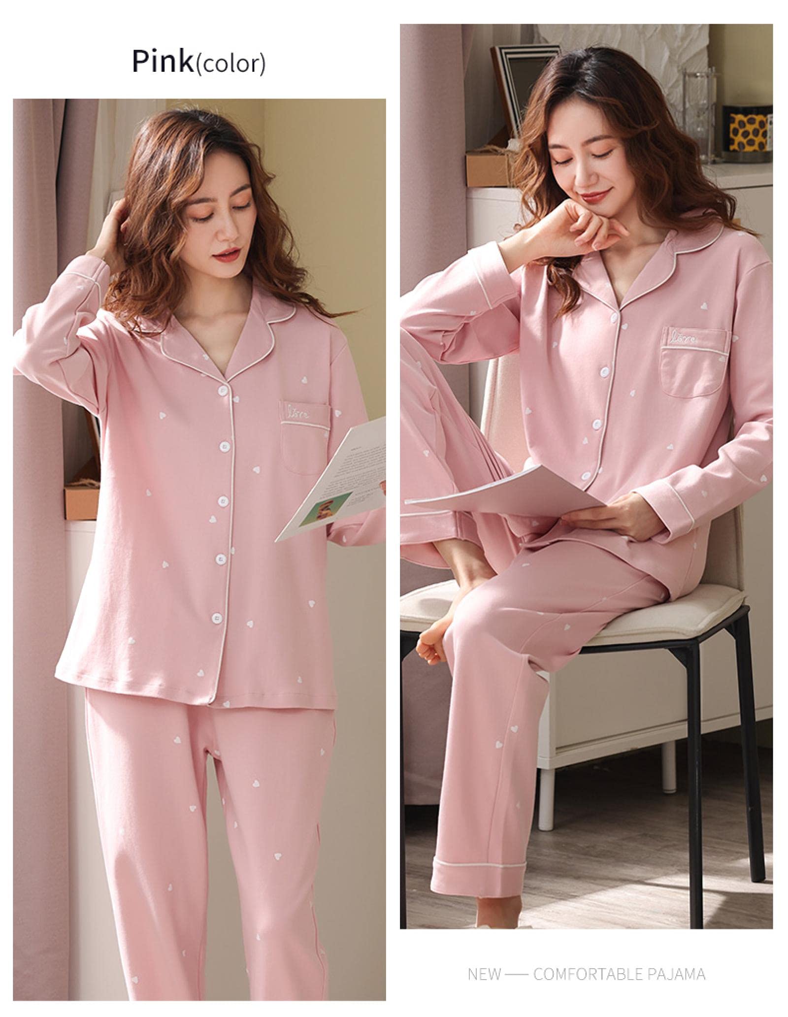 Un Pijama Cómodo Pijama Mujer De Pijamas Hombre Conjunto De Pijama De Algodón 100% para Mujer, 2 Piezas, Traje De Dormir, Ropa De
