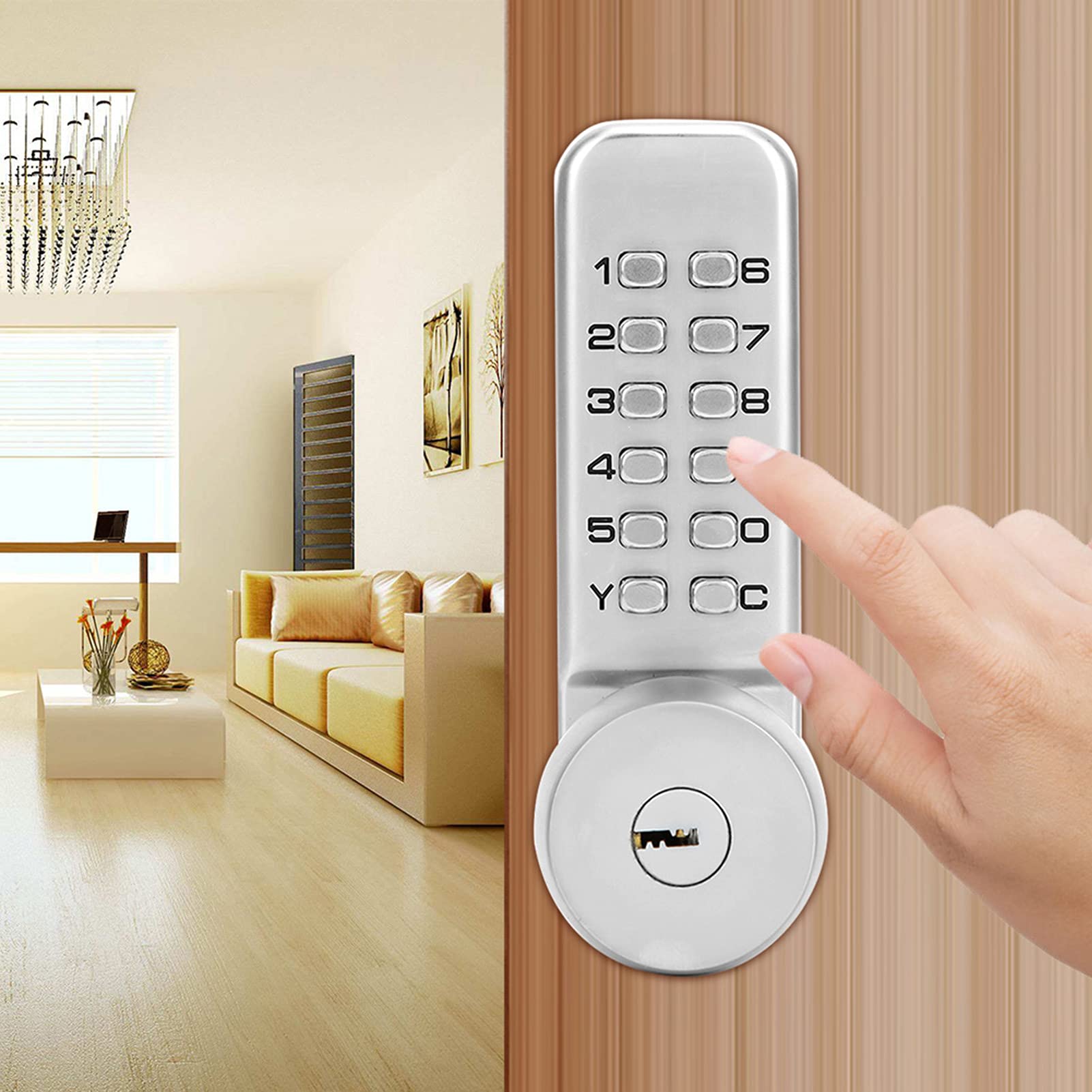 Jelquix Mechanical Door Lock Set High-Security Keyless Entry Password Push Button for Home and Office 1-11 Digits