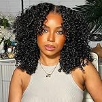 Skouty Bob Wig Human Hair Afro Kinky Curly 13x4 Frontal Lace Wig Human Hair 180 Density Glueless Wig Human Hair Pre Plucked with Baby Hair Short Bob Wigs for Black Women Natural Color 16 inch