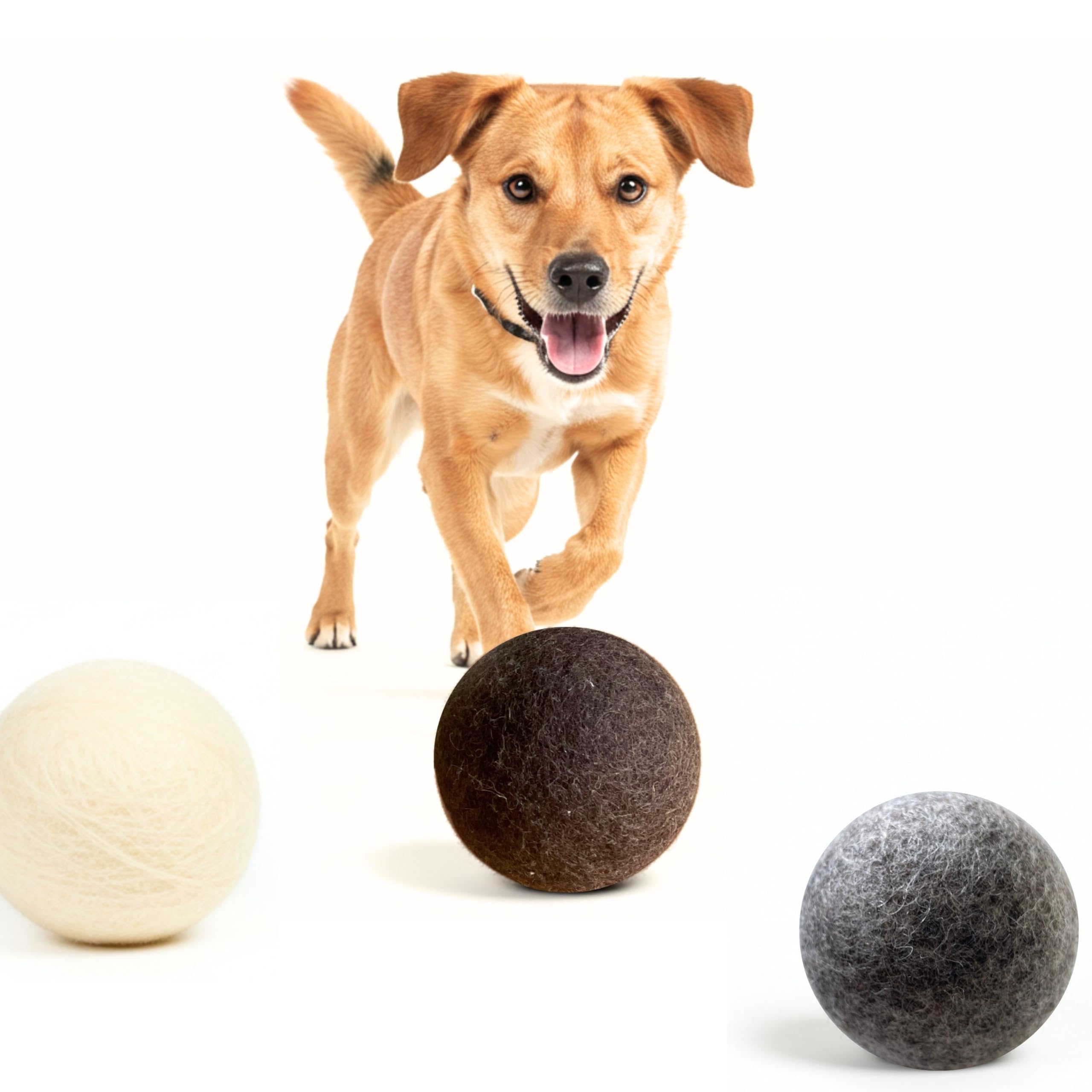 3 bolas de lana 100 % orgánica para perros, suaves, duraderas, no tóxicas, para perros y cachorros, ecológicas y resistentes a las mordeduras