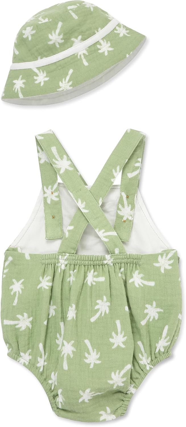 Little Me Clothes for Baby Boys' Gauze Sunsuit and Hat Set, 3 to 12 Months