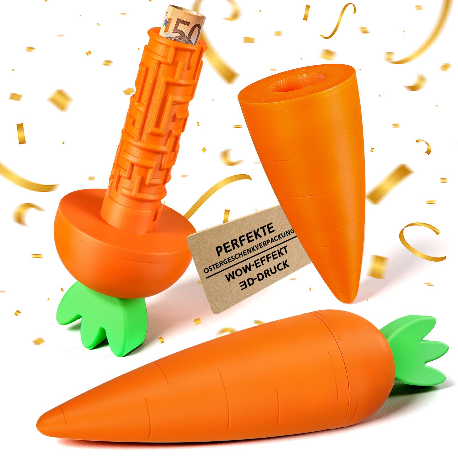 Anruzon Upgrade Geldgeschenk Ostern – Karotten-Labyrinthbox im 3D-Druck, kreative Ostergeschenkverpackung für Geld, Gutschein & kleine Überraschungen, Rätselspaß für Osternest, für Kinder & Erwachsene