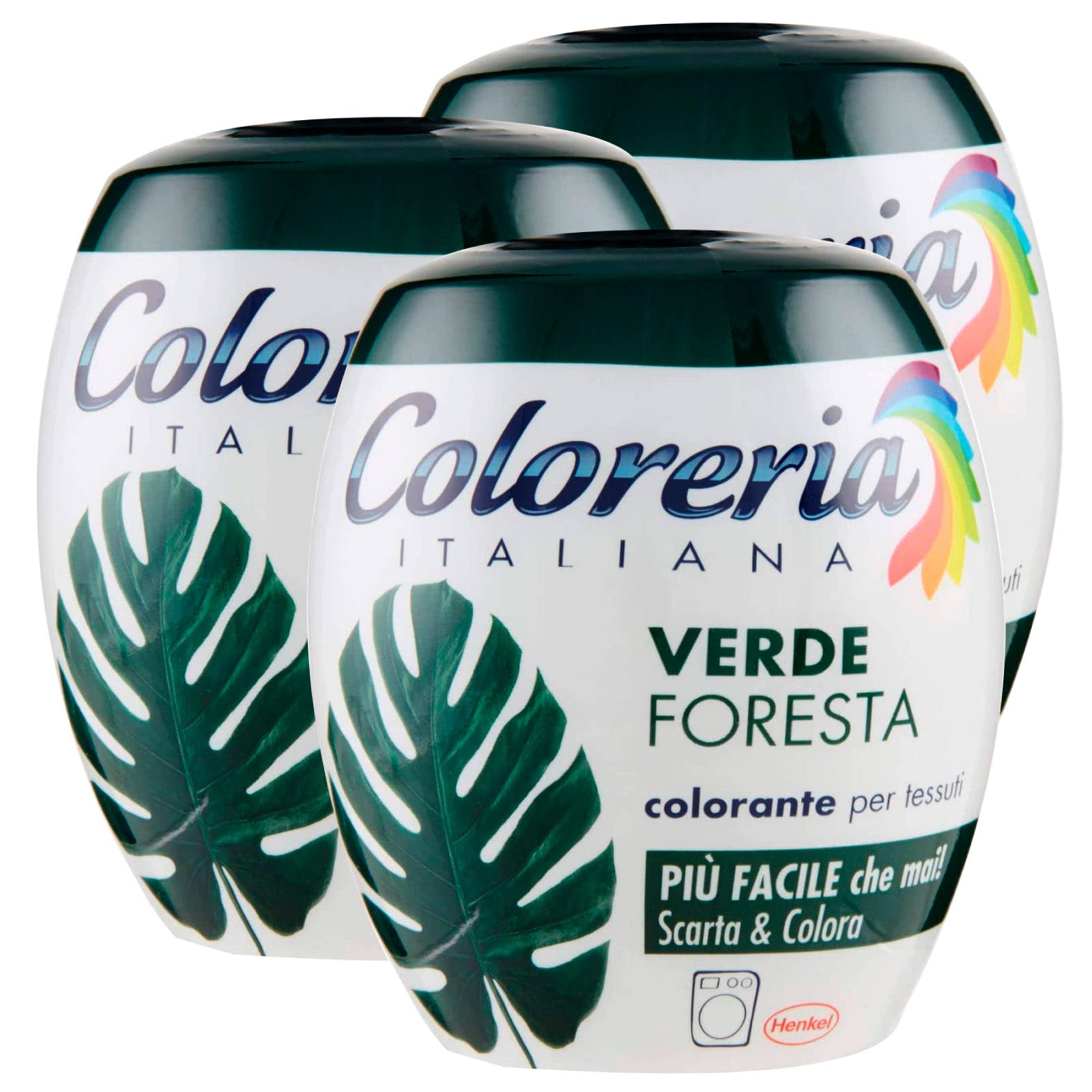 3x Coloreria Italiana Colorante per Tessuti in Lavatrice Colore Verde Foresta Formula Tutto in Uno - 3 Confezioni Monodose da 350 g