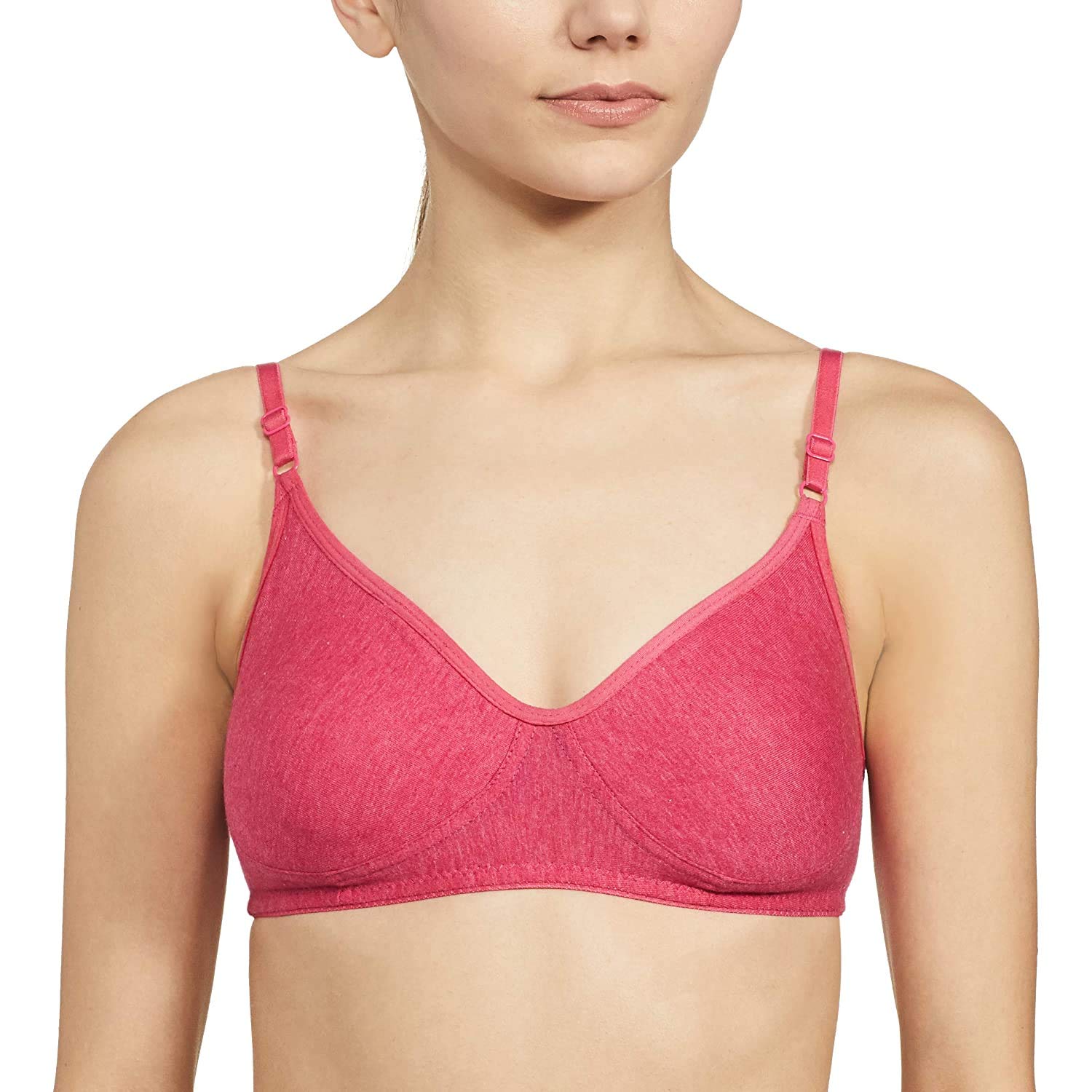 FabmeWomen's Hosiery Cotton, Seamless, Non-Paded Bra (BR0248_Pink_Size:34) Molded Bra (BR0284