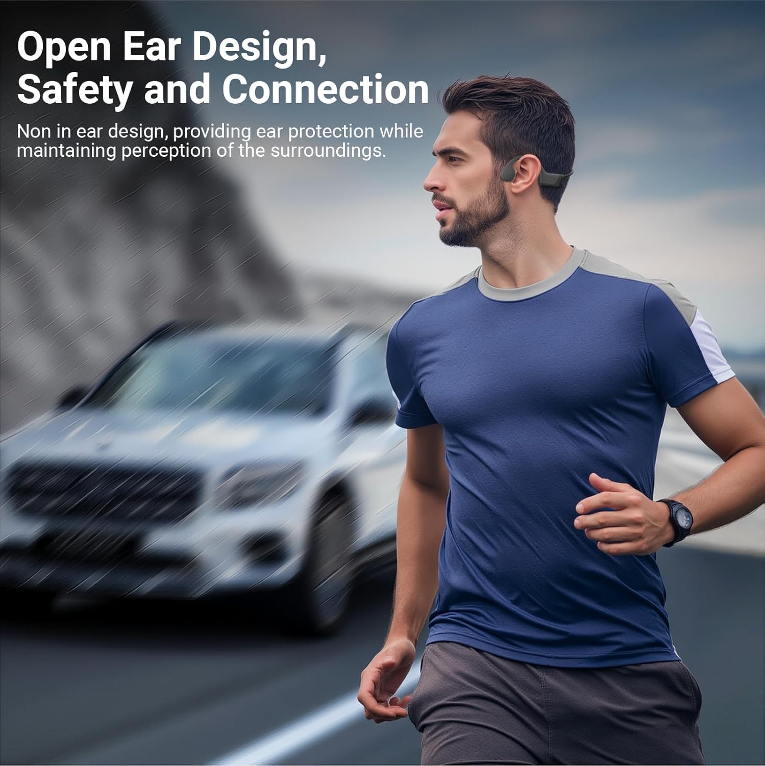 2025 New Bluetooth Bone Conduction Headphones, Open-Ear Design, Sweatproof & Waterproof, HD Stereo Sound, 10Hrs Playtime, Lightweight for Running，Office，Daily Life (Gray-Black) - Image 4