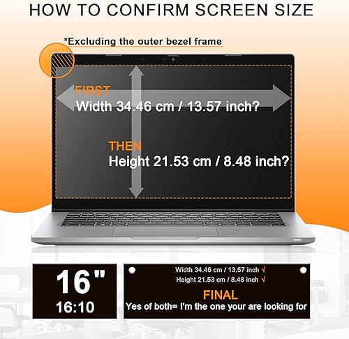 Miniatura 6 de Mamol Pantalla de privacidad para laptop de 16 pulgadas - Compatible con Lenovo, Hp, Dell, Acer, Asus, Thinkpad, Envy, Xps - Aspecto 1610, Anti Luz
