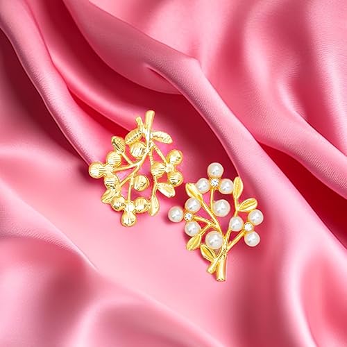 Miniatura 2 de 36 piezas de adornos de diamantes de imitación de perlas chapados en oro de aleación de sepia con microincrustaciones, accesorios de perlas hechos a