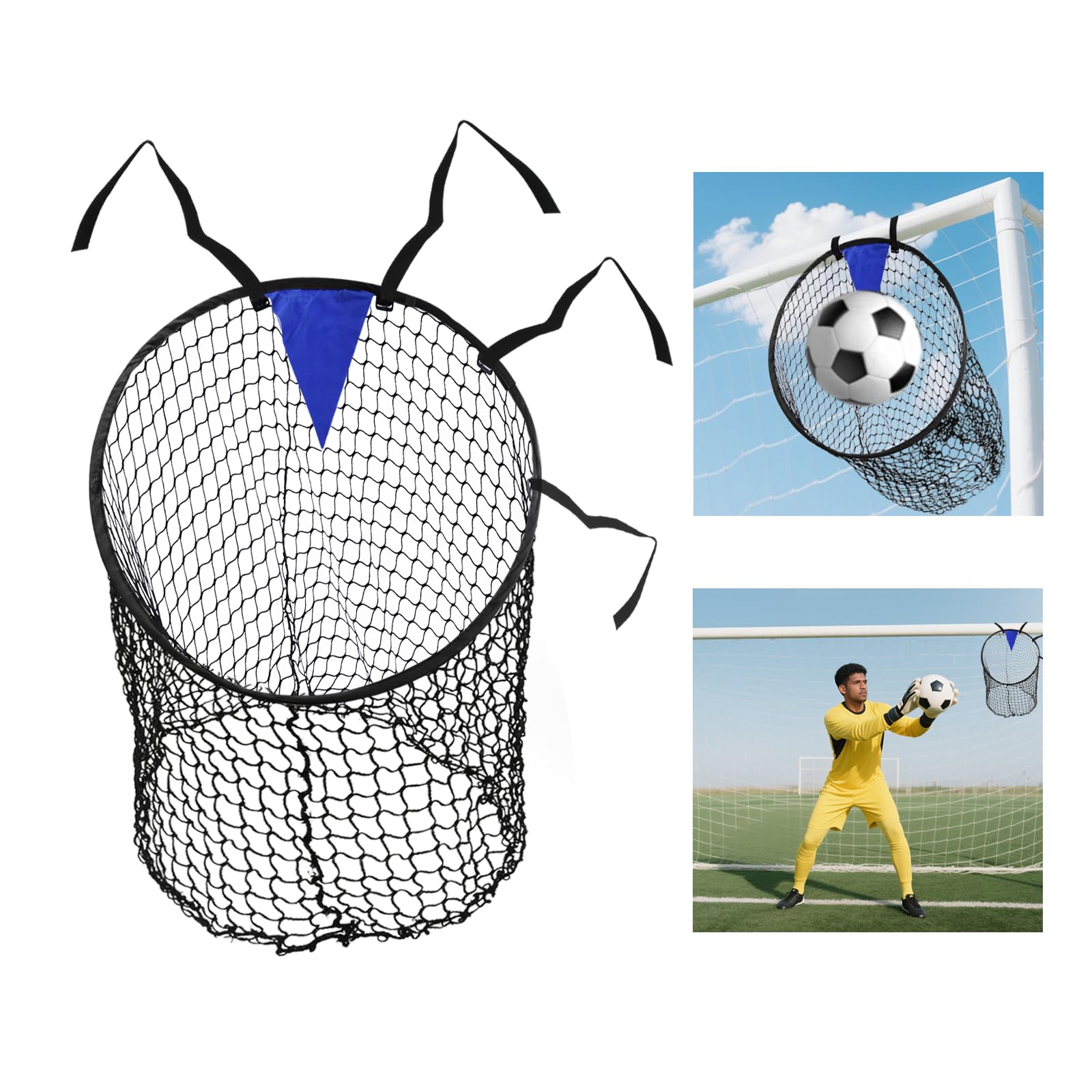 Zequech 2-Piece Soccer Goal Training Net with Black Target Point, Adjustable Rope Strap for Corner Kicks, Free Kicks & Wide Shots