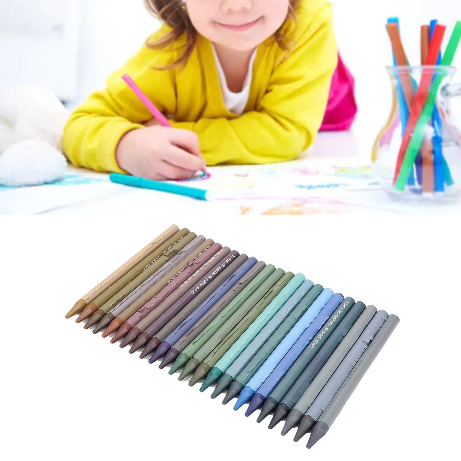 Ensemble de crayons de couleur sans bois, 24 crayons de couleur multifonctions portables, pigments à base d'huile, en vrac, pour le dessin