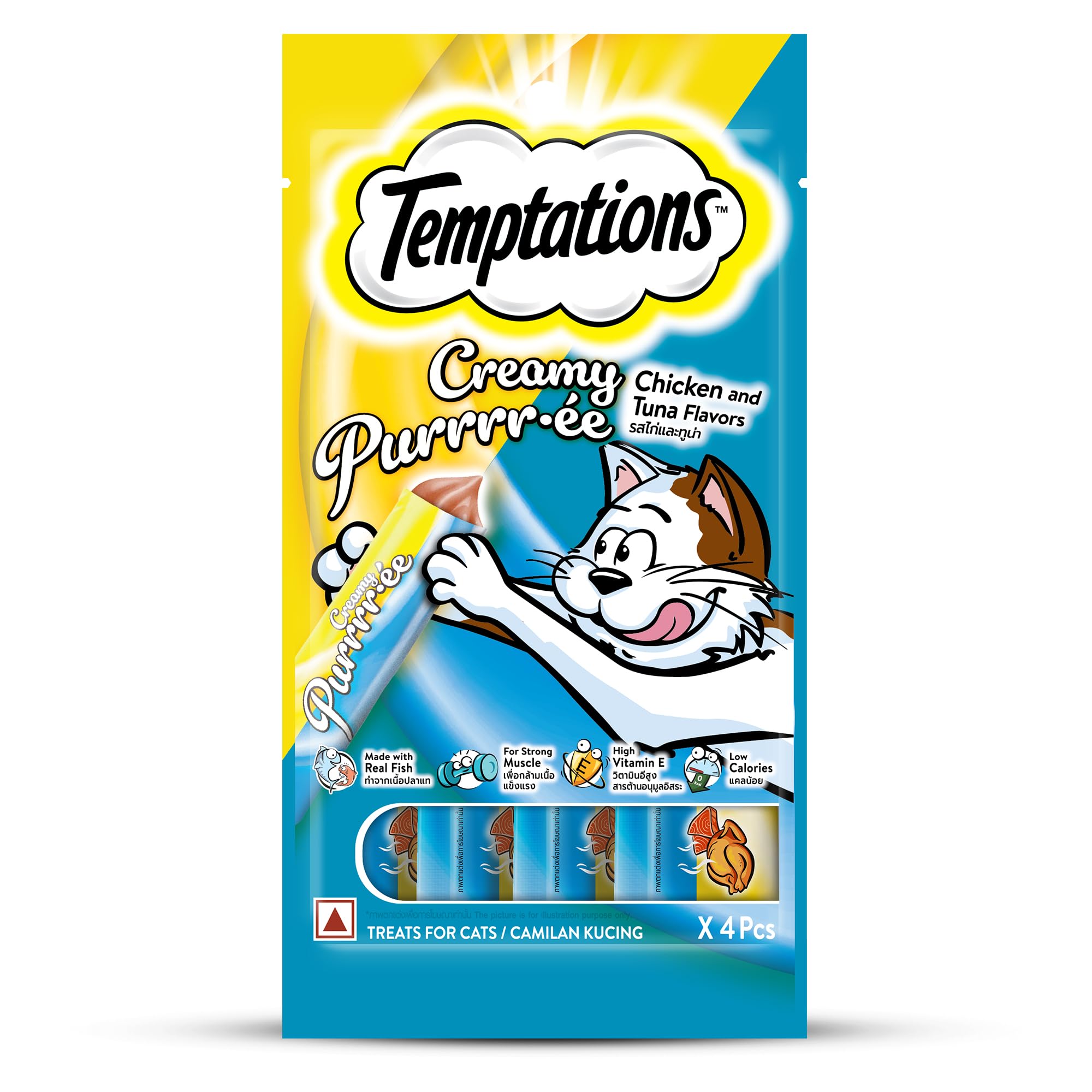 Temptations Adult Creamy Purrrr-Ee Cat Treats, Chicken & Tuna Flavors 48G (4 Pieces) (Pack of 6)-image-12
