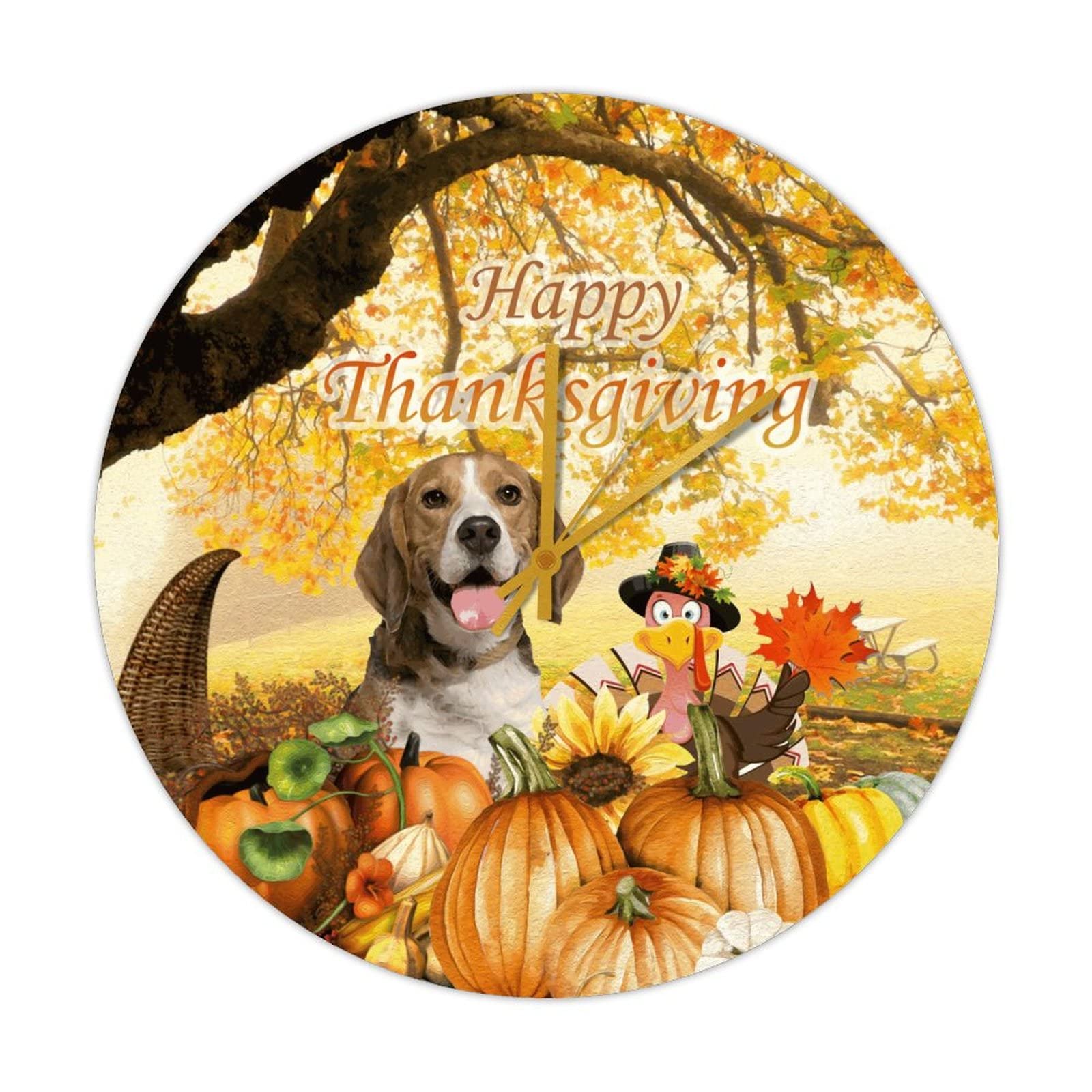 Horloge de Thanksgiving silencieuse sans tic-tac mécanisme à pile design bois d'automne 38cm