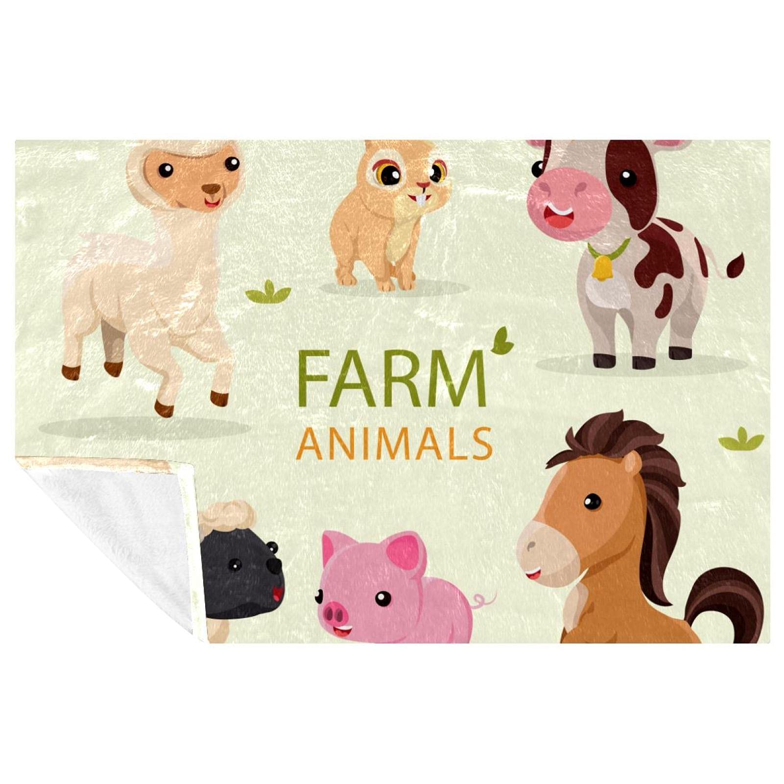 Couverture pour pique-nique et camping motif animaux de la ferme 150x100