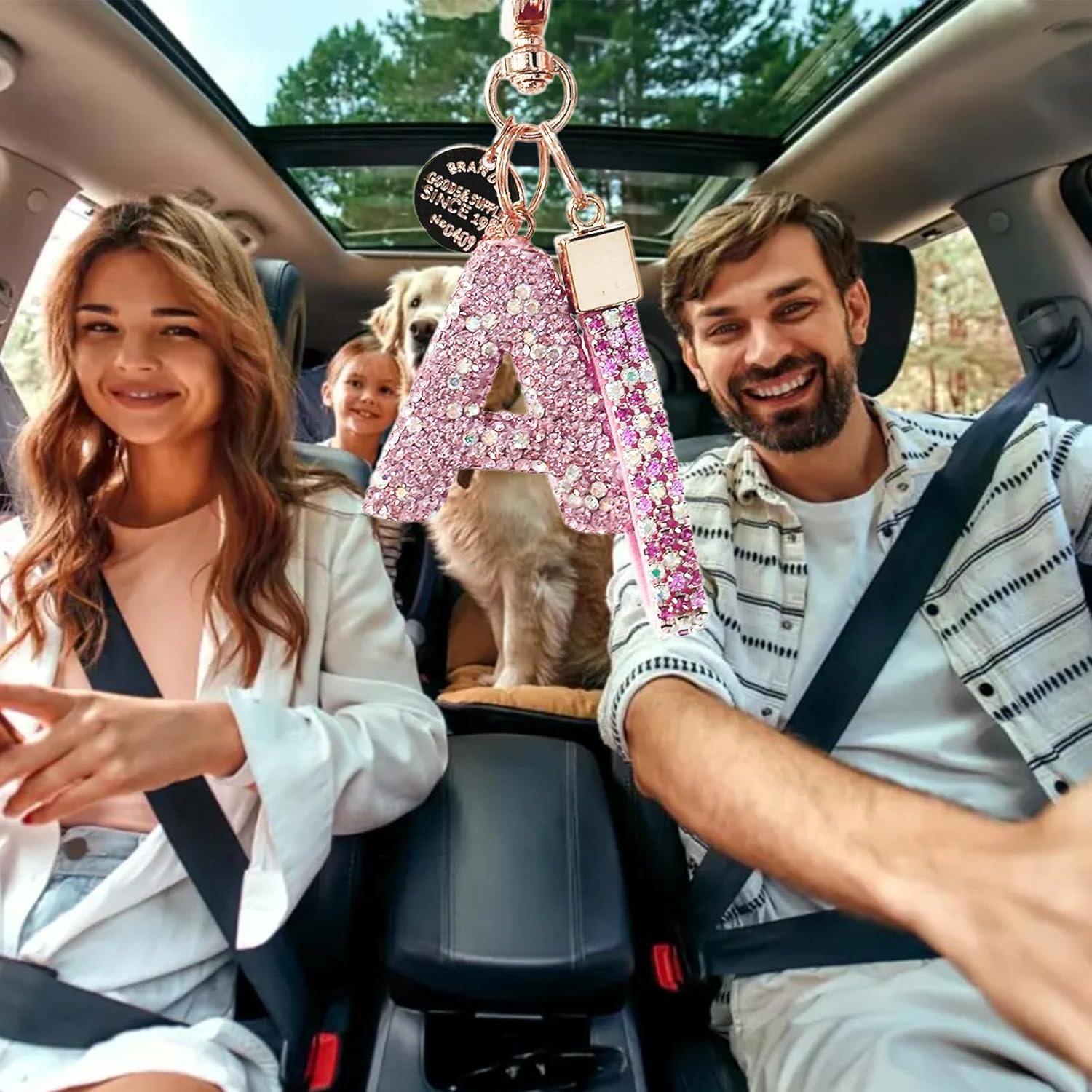 Key Chains Women Cute, Pink Letter A Keychain Wrist Personalized, Purse Charms, Bling Gift for Girls - Image 4