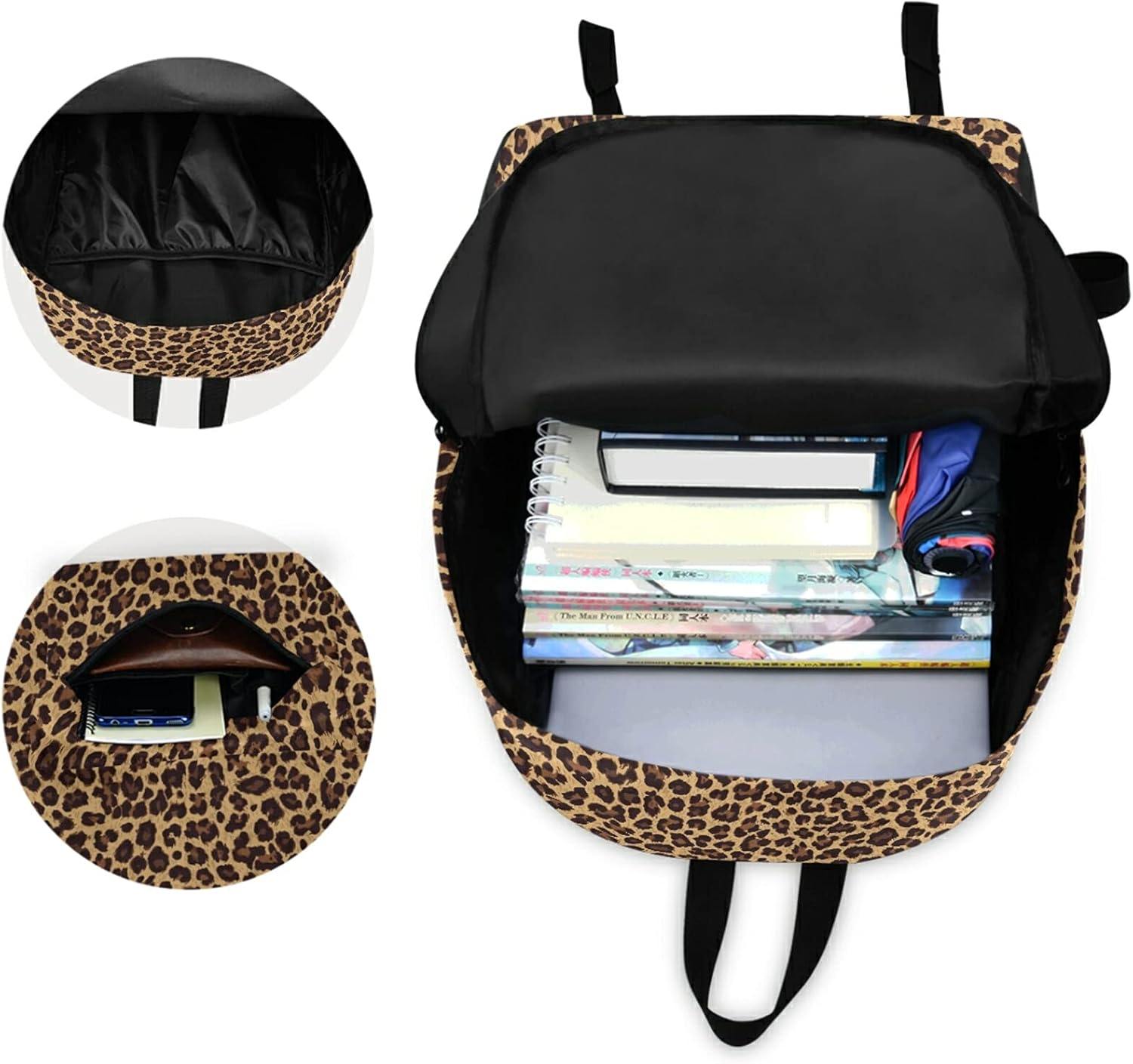 Animal Leopard Print Casual Polyester Laptop Backpack Large Daypack for Business Sport Travel School Bookbags