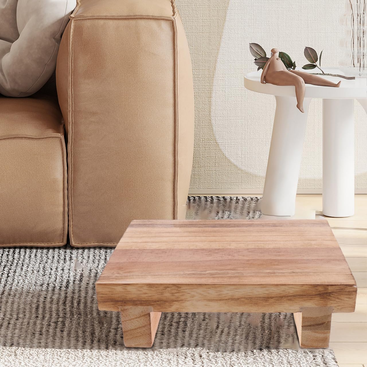 MAGICLULU Elderly Footstool Wood Step Stool Stepping Stool for Adults Bed Foot Rest for Couch Bedside 9.82X7.07X2.75inch