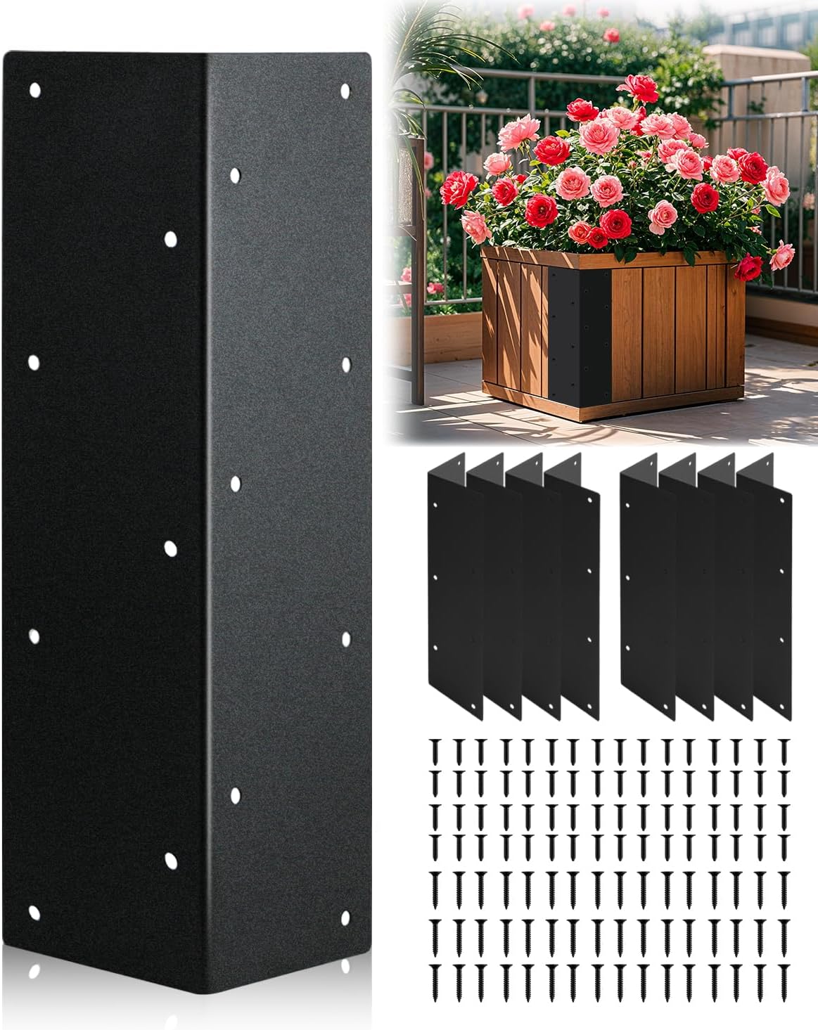 Stainless Steel Raised Garden Bed Corner Brackets 8 PCS, Rustproof & Corrosion Resistance Garden Bed Supports for 20"-24" Beds, Rust Resistant Connectors for Vegetable Planter Garden, 11" x 3" x 3"