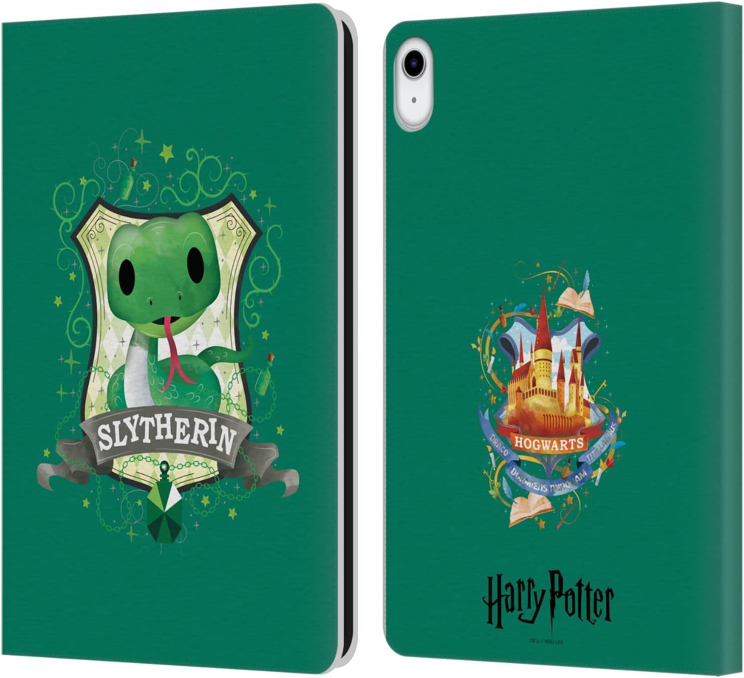 Head Case Designs Officially Licensed Harry Potter Slytherin Deathly Hallows II Leather Wallet Case Compatible with Apple iPad 10.9 2022/2025