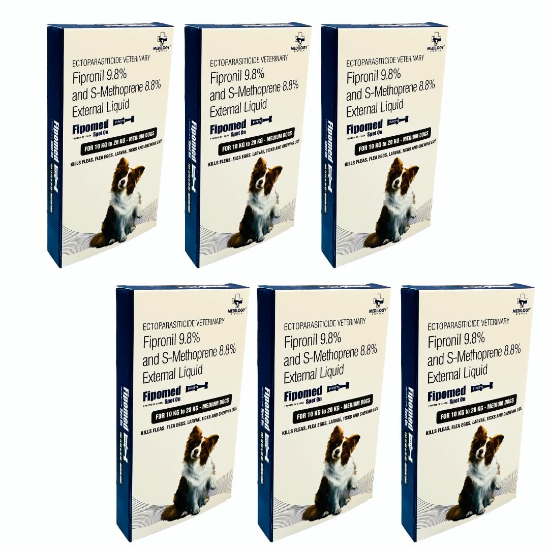 Medilogy Dog Spot on 10-20Kg Medium Size Dogs, 1.34 ml Single Pippette: Solution for Tick and Flea Control, Treatment for Prevention of Tick, Flea and Chewing Lice, Pack of 6 (B0CK2MBQYK) Amazon Price History, Amazon Price Tracker