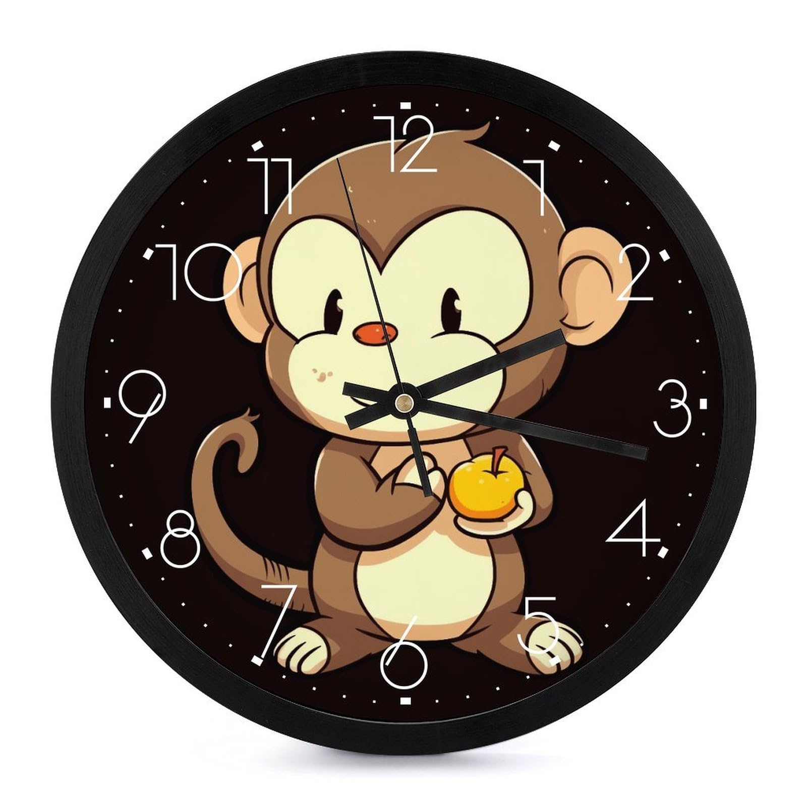Horloge murale personnalisée singe avec chiffres de 25,4 cm pour cuisine et salon