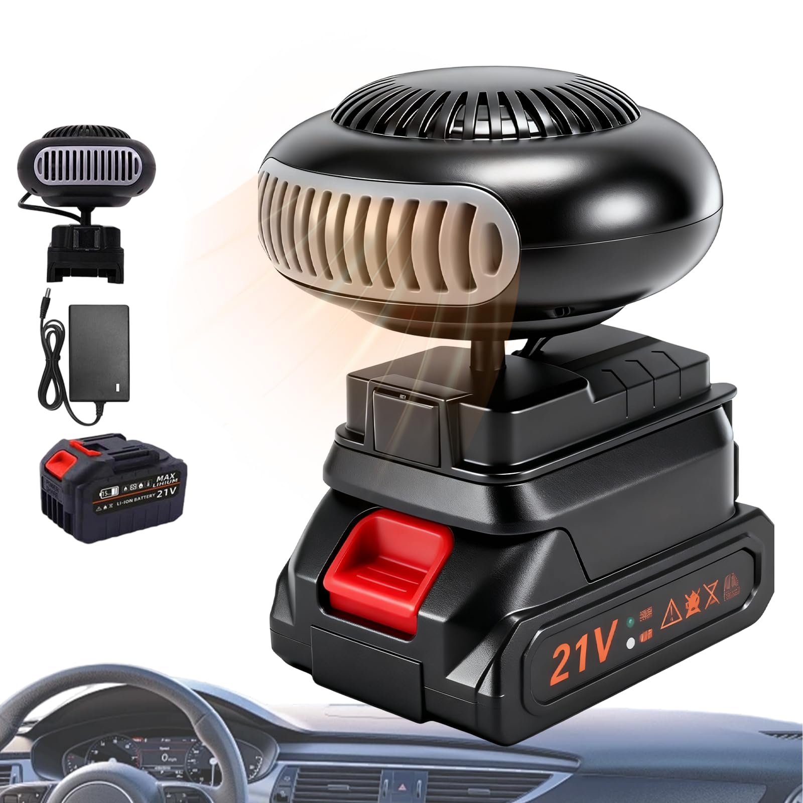Auto Heizung mit Akku, 2026 Upgrade Mini Akku Heizlüfter mit Kippschutz, Wiederaufladbare Heizung mit USB-Anschluss, für Camping, Zelt, Dreirad, Auto, 