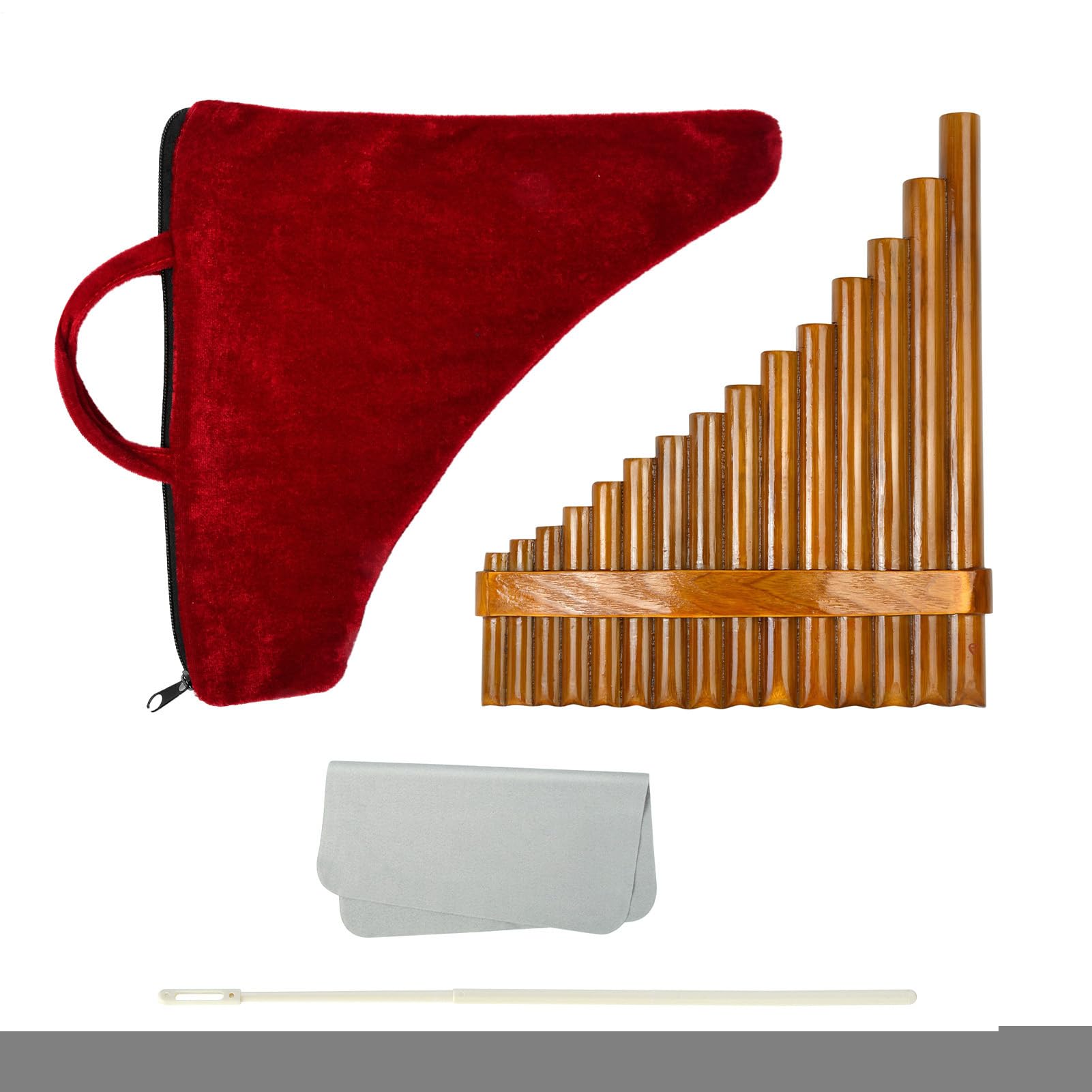 Flûte De Pan 15 Tuyaux En Bambou Avec Sac De Transport, Clé De Sol, Instrument De Musique Traditionnel Chinois, Flûte De Pan Fabriquée À La Main Pour Débutants, Étudiants, Enfant Et Adultes
