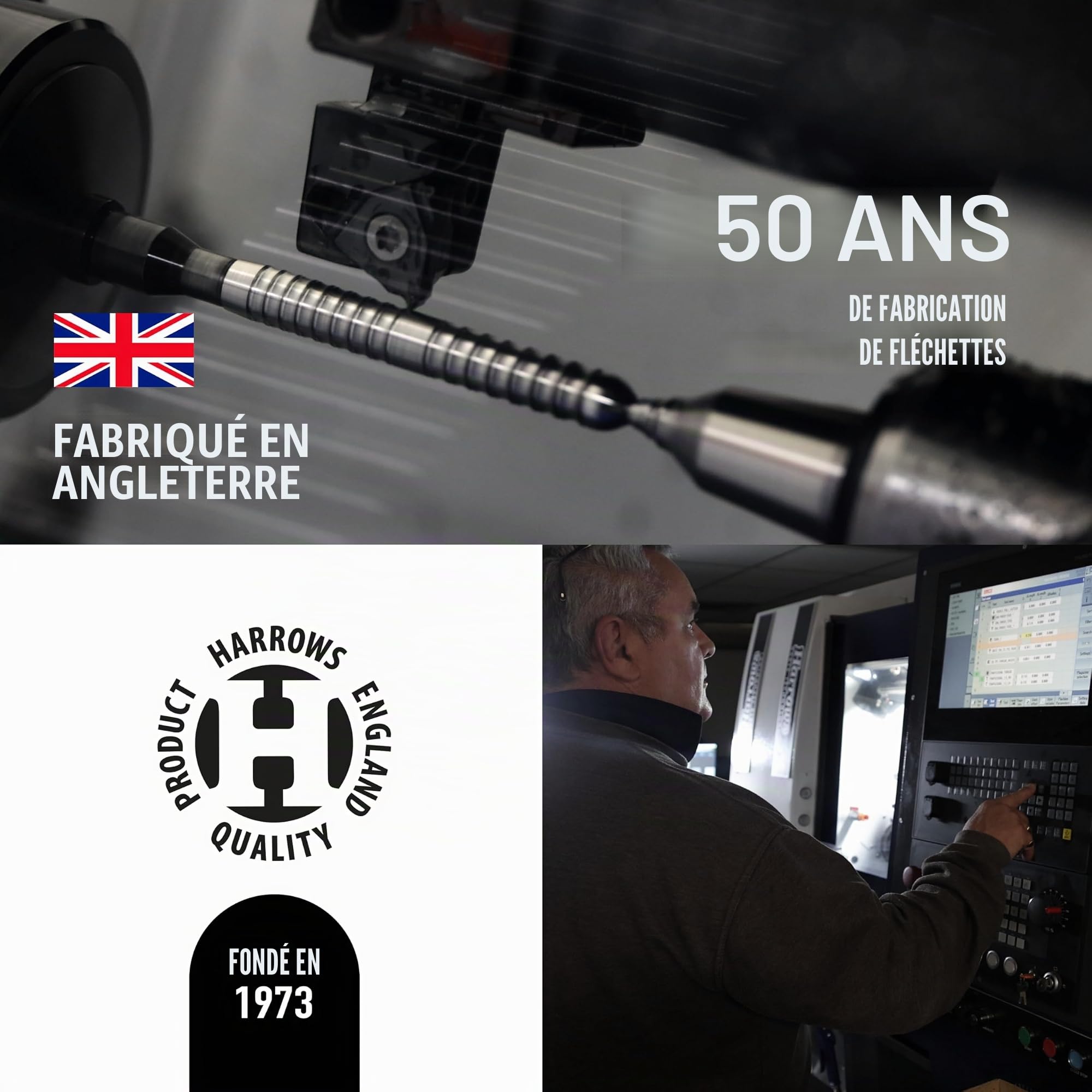 Harrows Supergrip Black 90% - Fléchettes Pointe Acier 22g