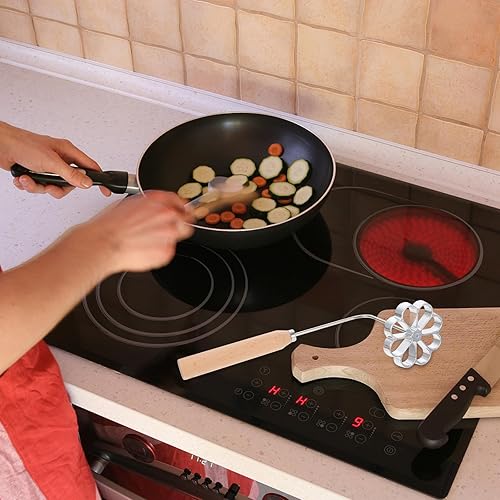 Miniatura 4 de Garneck Moldes de aluminio para gofres de roseta sueca con mango de madera, rosetón timbale, molde sueco para roseta, bunuelos, galletas,