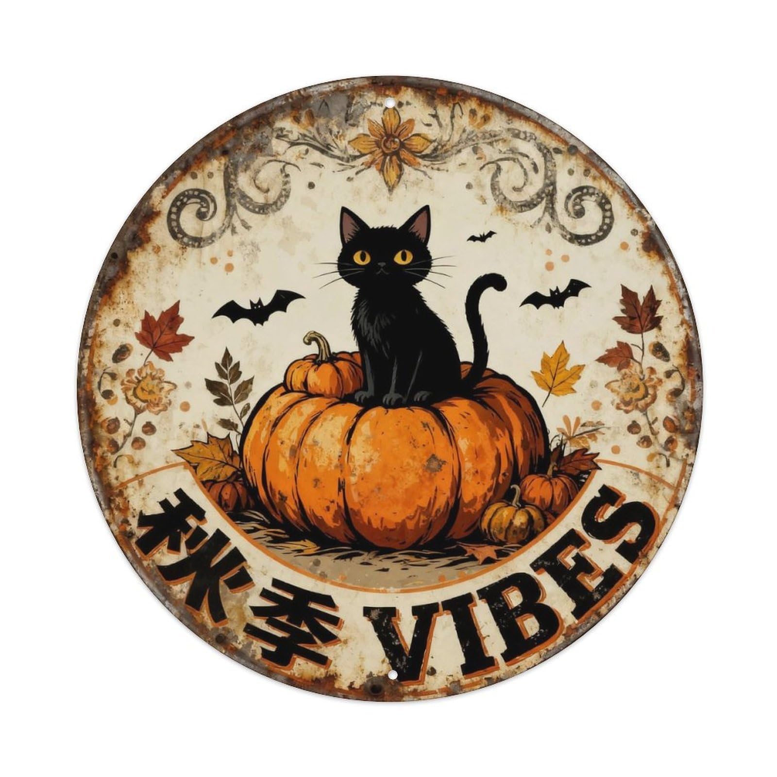 Halloween Vibes Metal Tin Sign Plaque