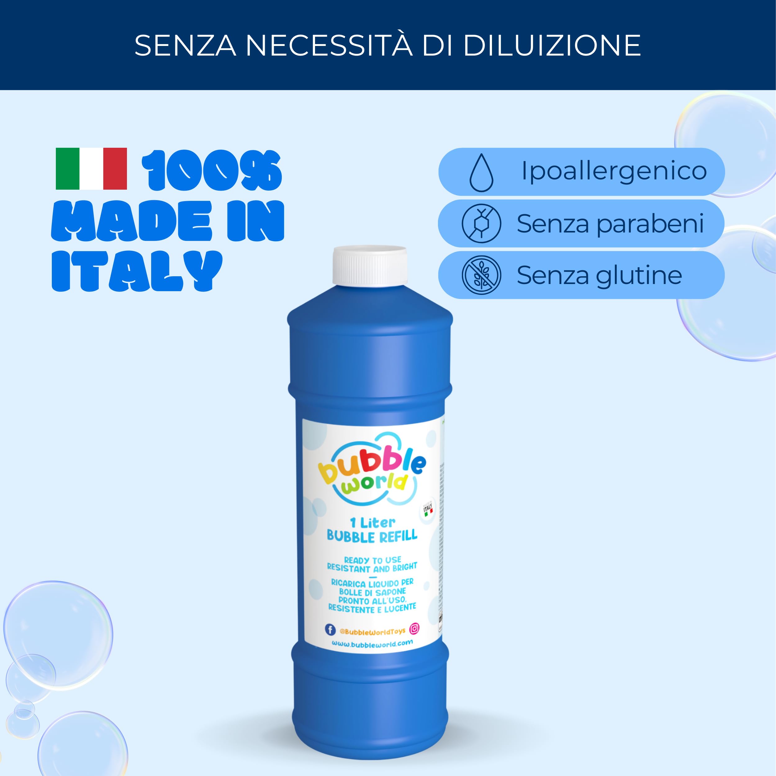 Bubble World 103.568500 - Liquido per bolle di sapone giganti, 1 litro