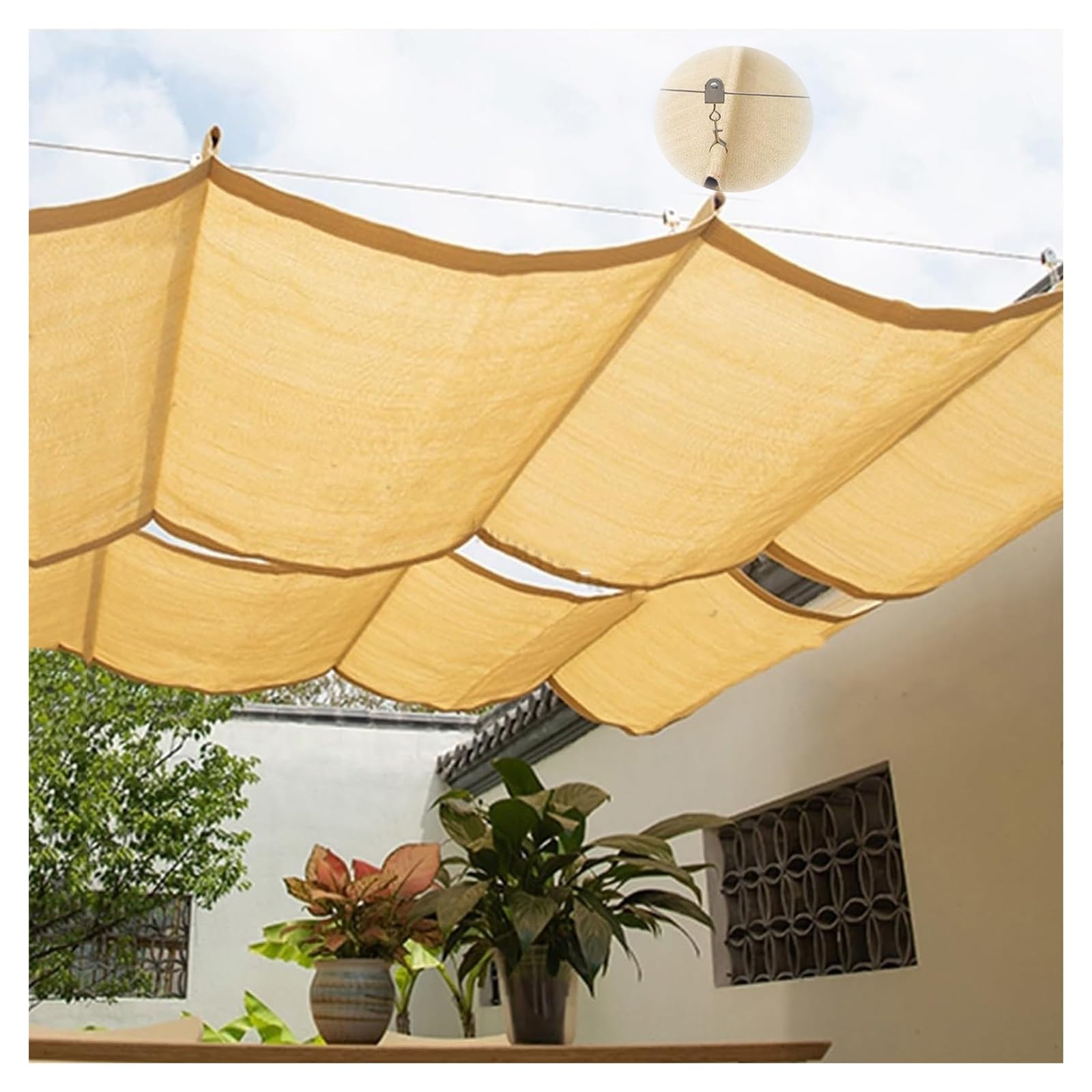 Voile d'ombrage rétractable extérieur jardin avec kit de montage et toile anti-UV
