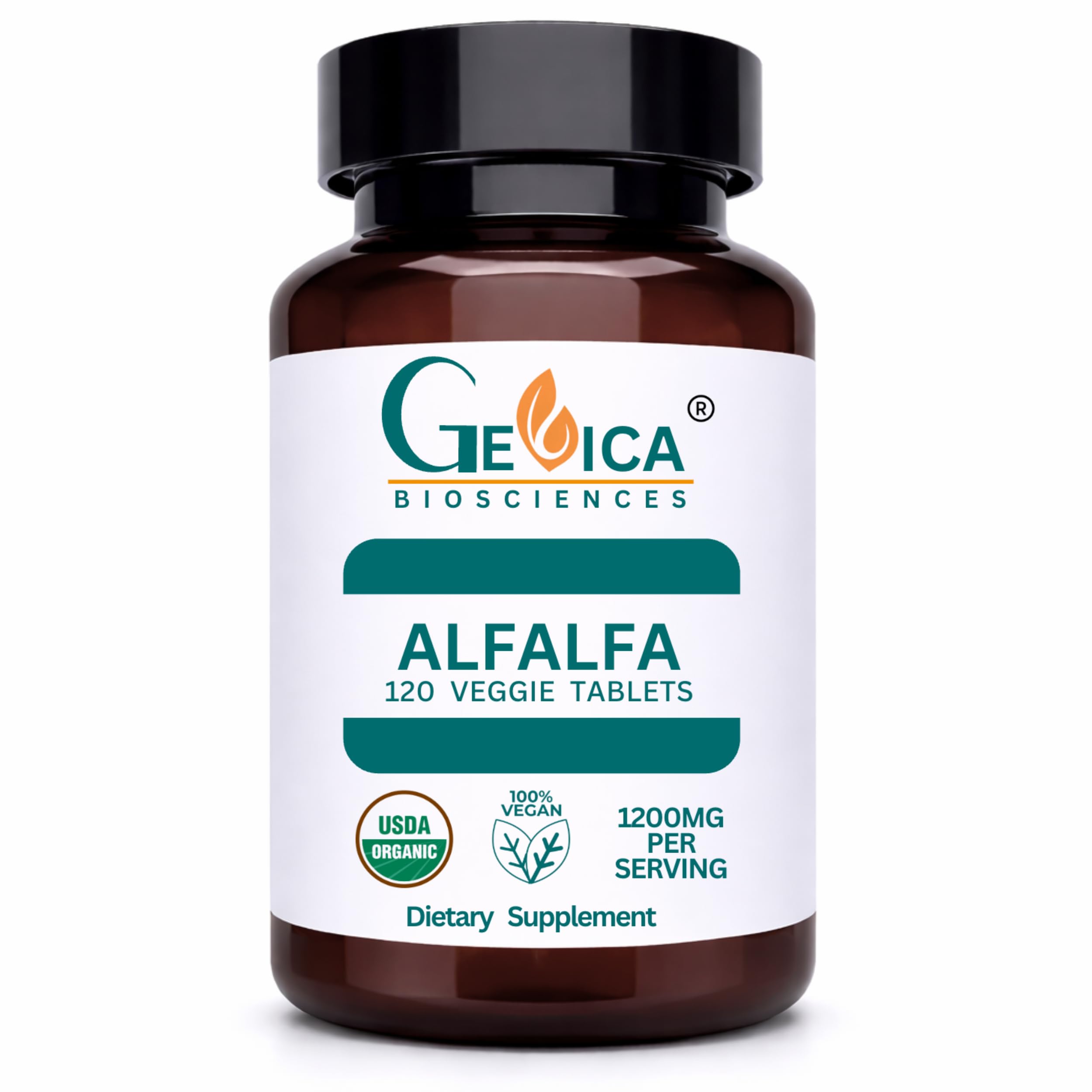 Alfalfa – USDA Organic, 1200 mg per Serving, Medicago Sativa Whole Herb, No Extract, NPOP & BioAgriCert Certified, 120 Vegan Tablets