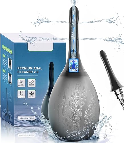 Onegreen Enema - Bombilla de ducha antiretroceso, portátil, anal conectada al agujero de la ducha, botella de ducha para hombres con 7 boquillas,