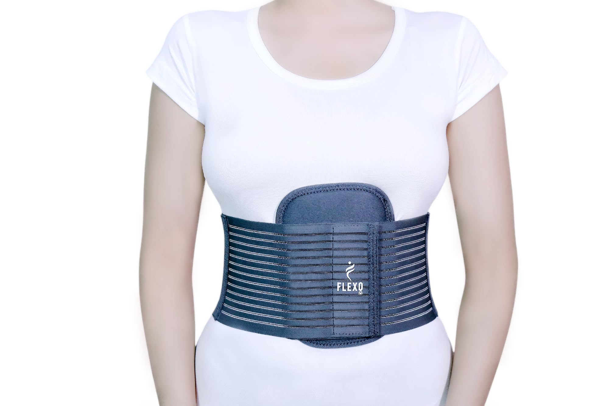 Flexo Rib Belt 5 Inch | Slim Chest Support Belt for Rib Fracture Recovery, Injury Relief & Post-Surgery Care | Adjustable, Breathable & Lightweight for Men & Women Grey Medium-image-4