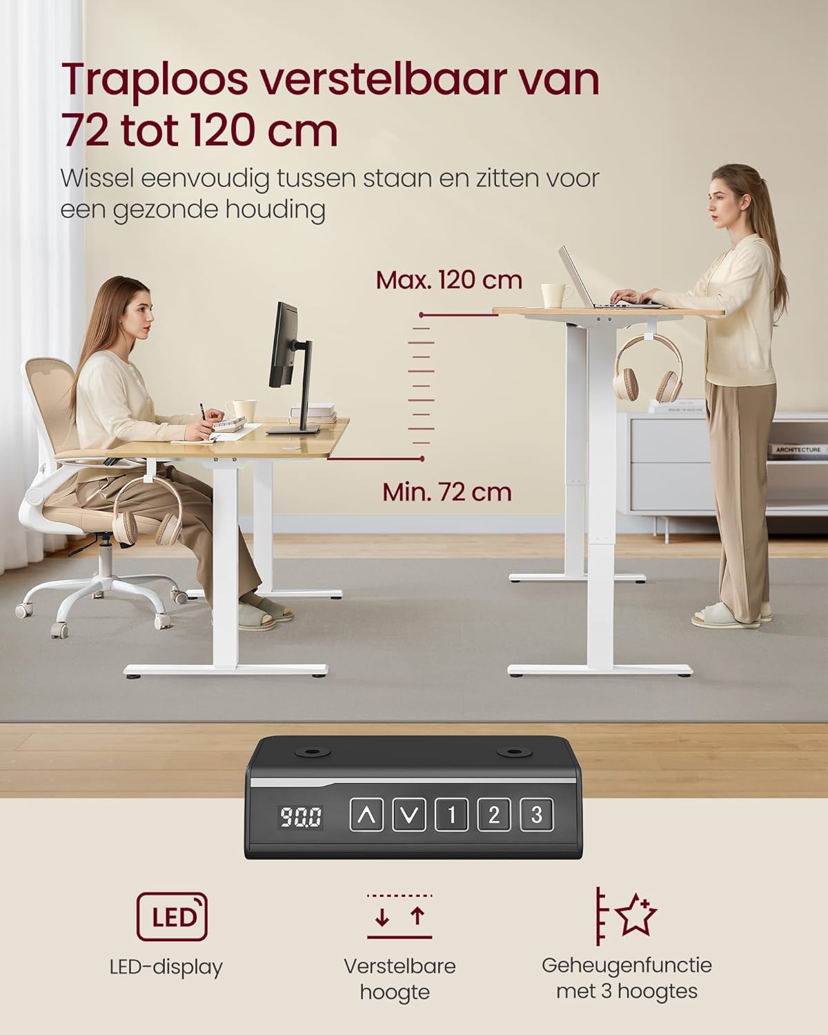 Adjustable length of the desk frame