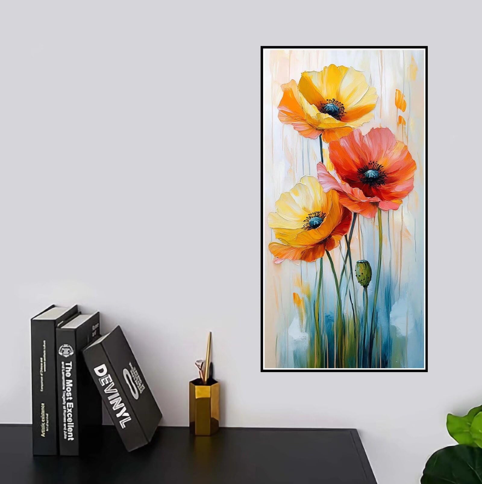 Pintar por Numeros Flor Pintar por Numeros Niños,Pintura por Numeros Adultos y Principiantes, Manualidades Niños 10 Años DIY Paint by Numbers Kit Completo,para Decoración Hogar 20x40 inch Plantas-y682