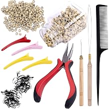 Duufin Hair Extension Kit 500 Pcs Blonde Hair Extension Beads with Tools