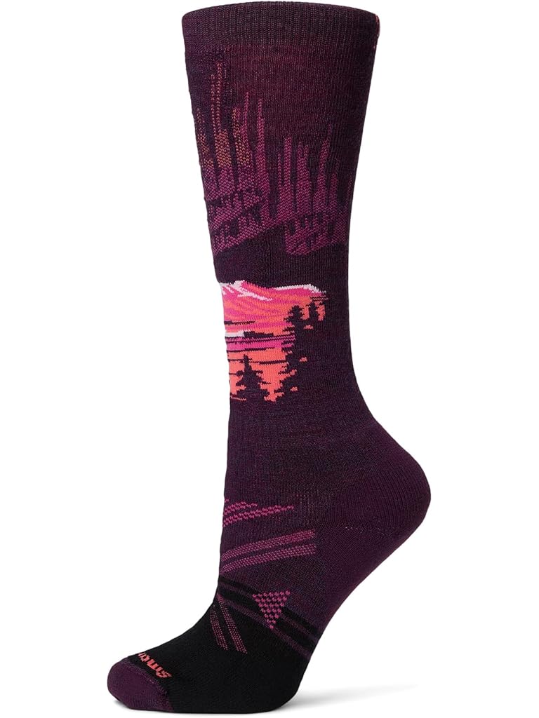 Purple Smartwool Ski Full Cushion Alpine Auroras Over The Calf Socks