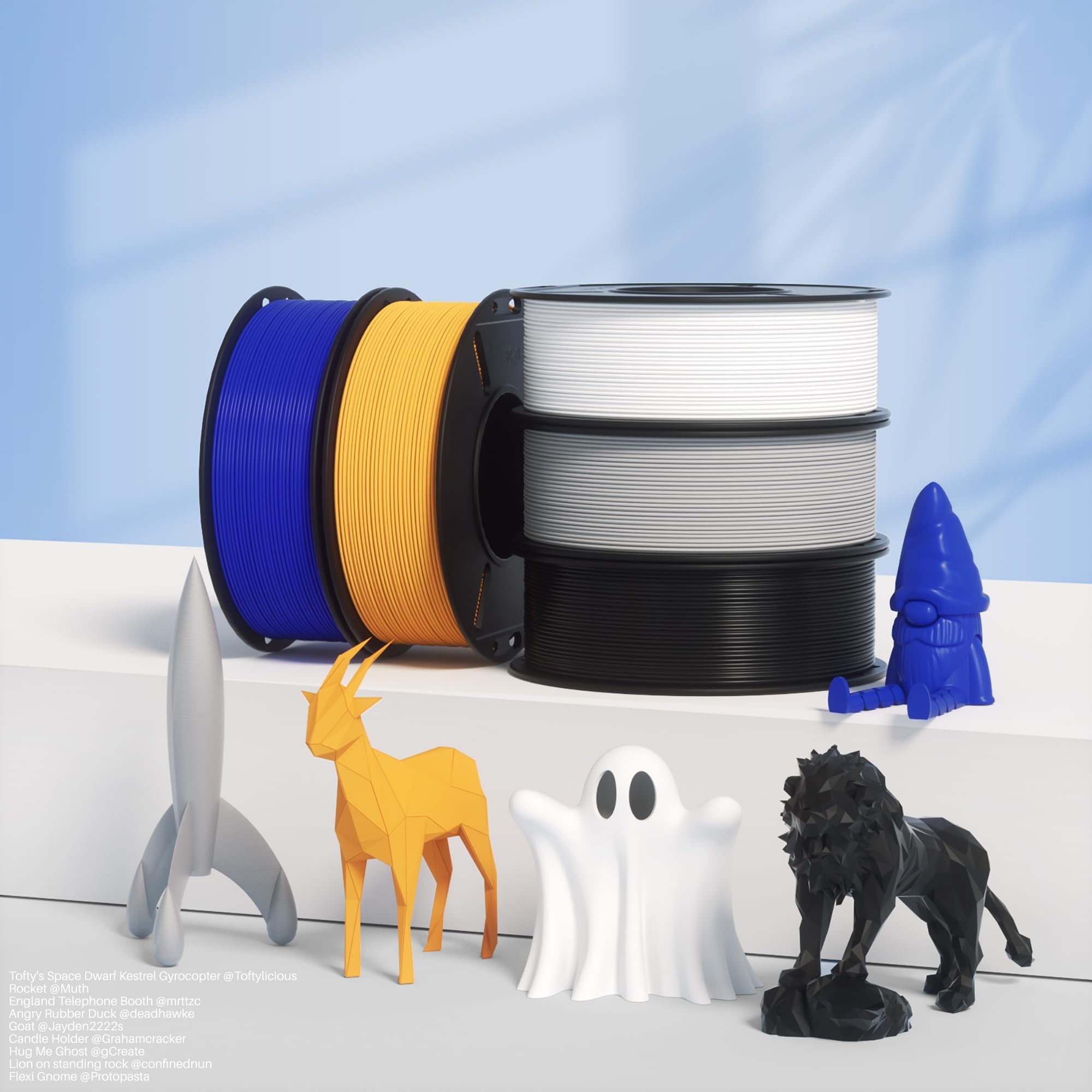 ELEGOO Pakiet 8 szpulek filamentu RAPID PLA+ 250g 1,75 mm, 8 kolorów filamentu do drukarki 3D, wysoka prędkość druku 30-600 mm/s, dokładność wymiarowa +/- 0,02 mm, 8 szpulek po 250g
