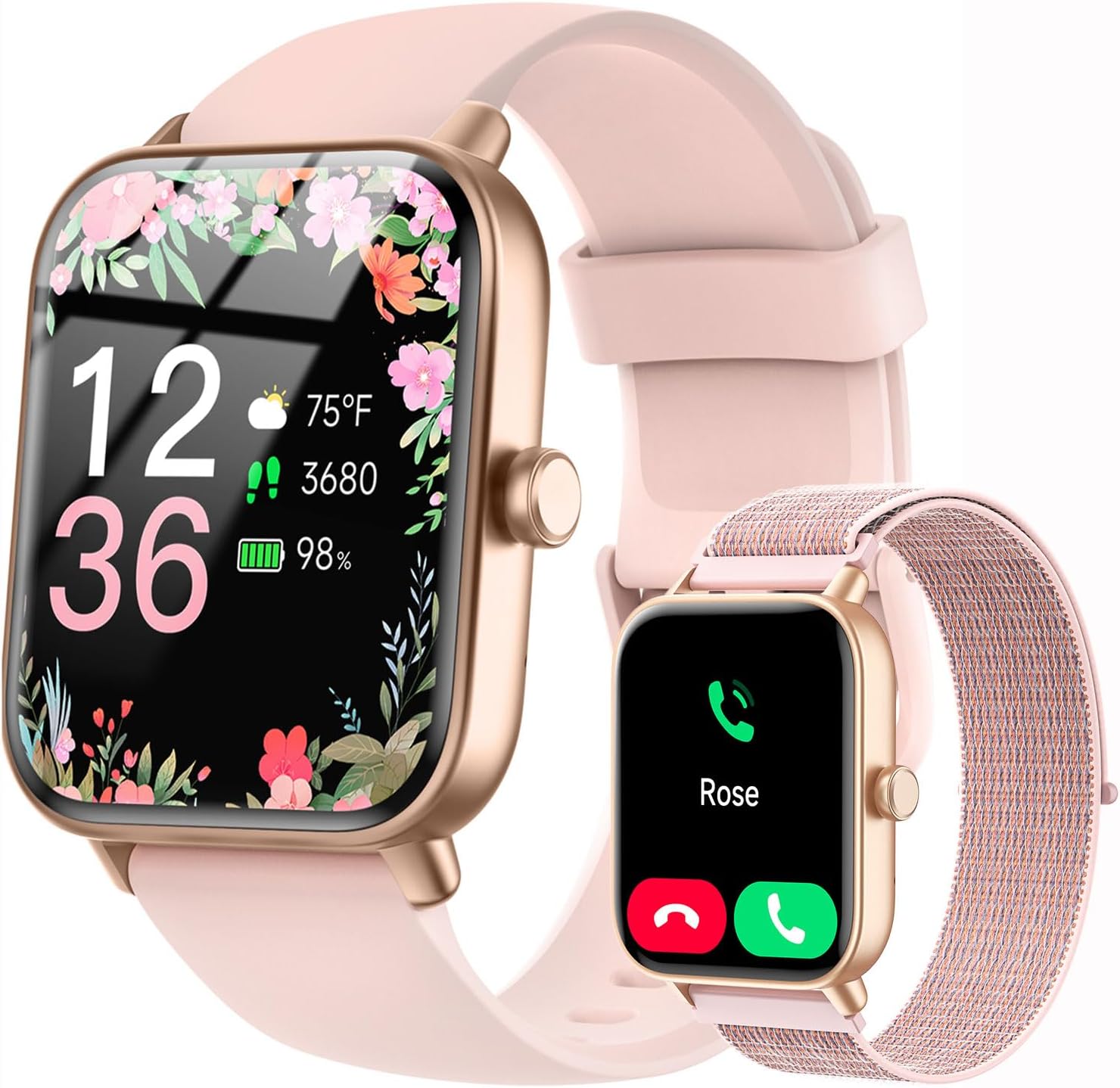 Smart Watches for Women, 1.85 Inch Fitness Tracker with Alexa Built-in, Calls & Notifications, 24/7 Heart Rate & Sleep Tracking, 100+ Sports Modes, IP68 Waterproof, Works with iPhone Android