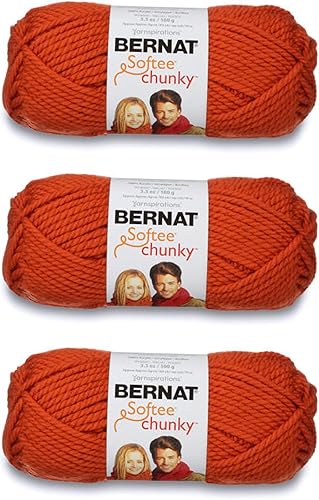 Miniatura 1 de Bernat Softee - Ovillo grueso de calabaza, paquete de 3 unidades de 3.5 onzas, acrílico, 6 súper voluminosos, 108 yardas, tejidoganchillo