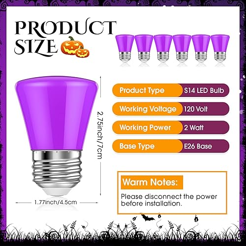 Miniatura 2 de 25 bombillas LED de Navidad de 2 W de repuesto para tira de luces al aire libre, base E26, plástico impermeable, bombilla LED S14 para boda,