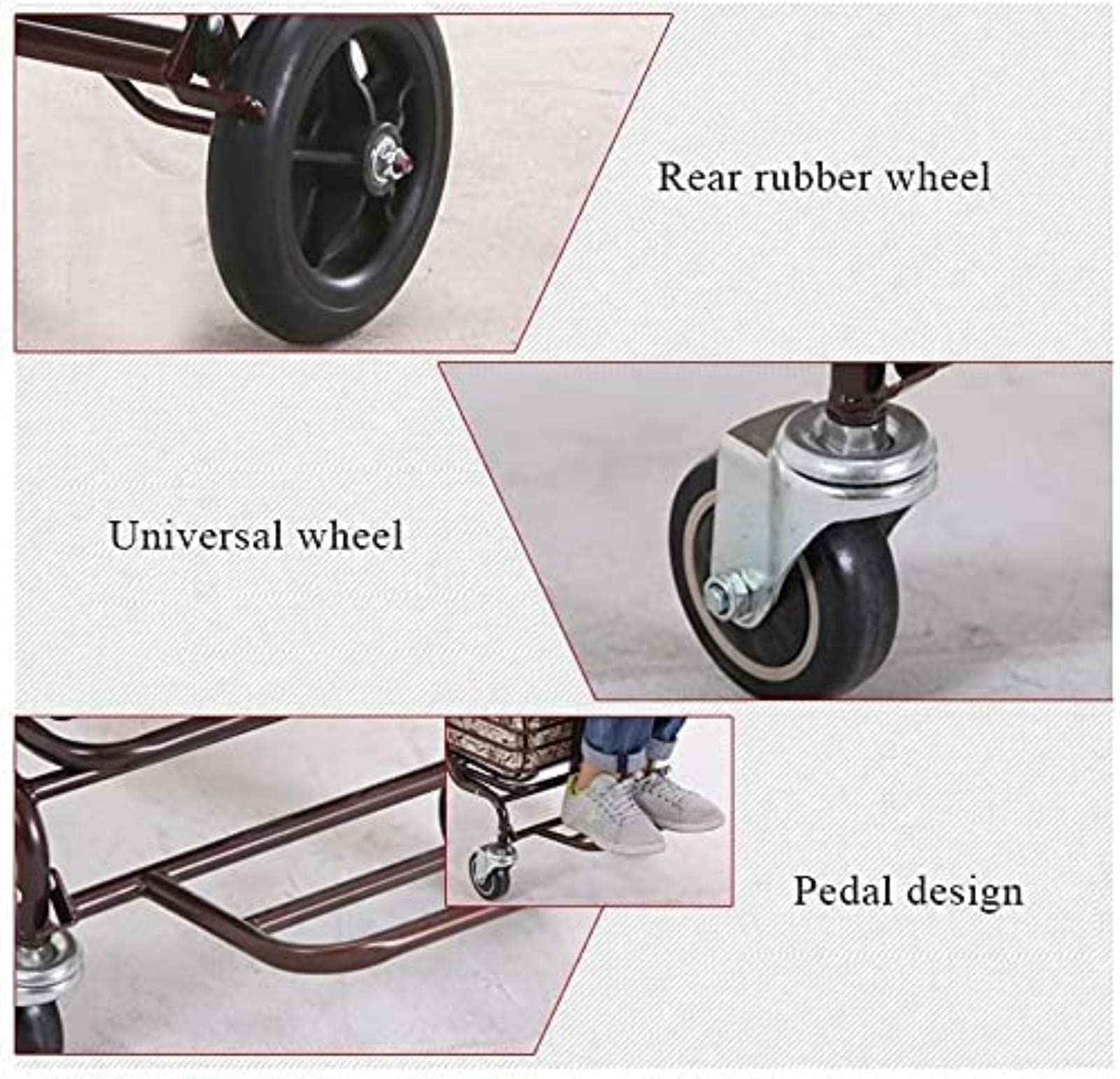 Andador con Ruedas para Personas Mayores Y Adultos, Carrito De Compras, Silla De Ruedas, Carrito De Cuatro Ruedas, Ideal para El Hogar, Ideal para Aniversarios Cómodos (Rojo)