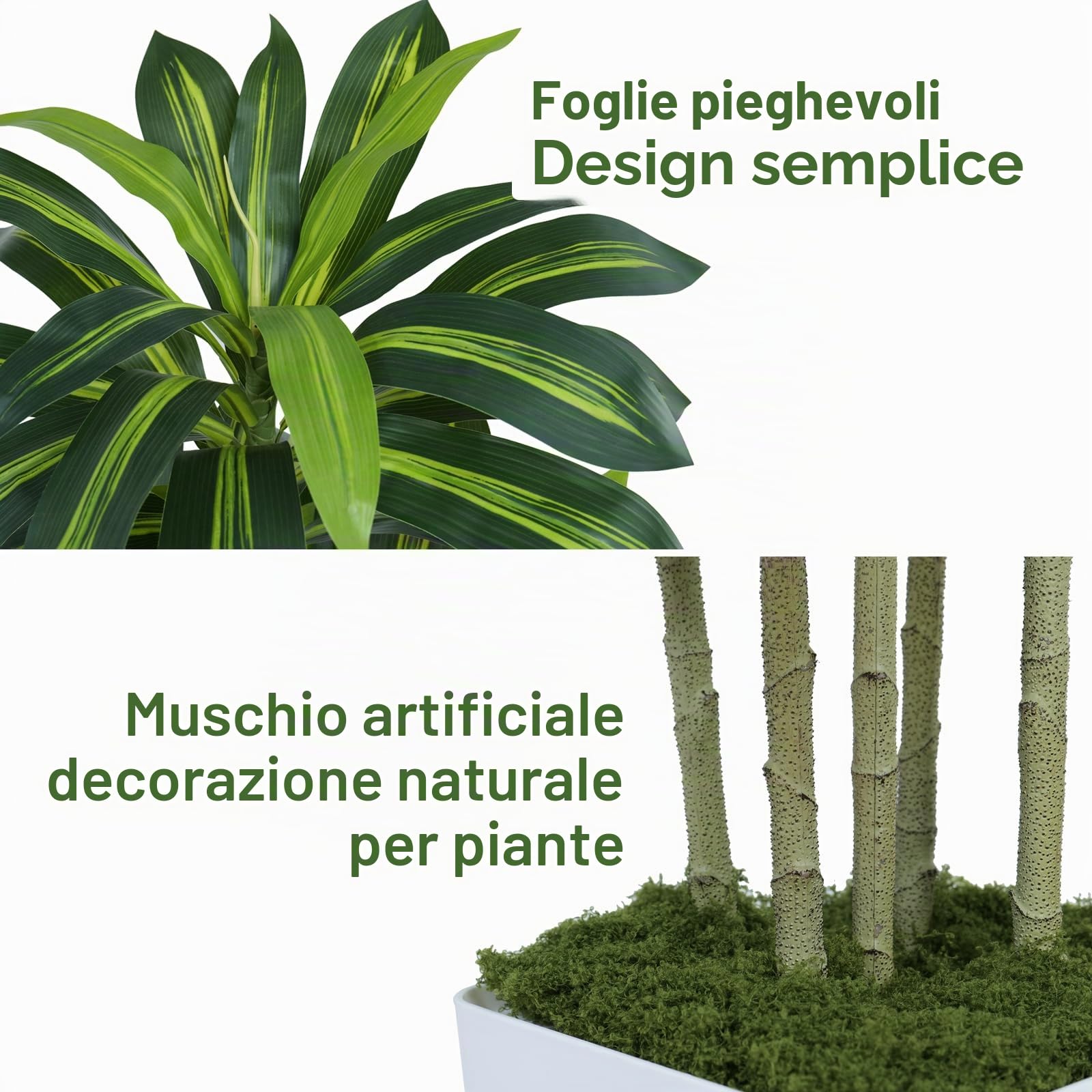 Pianta Finta Dracaena Artificiale 150cm alta con Vaso Bianco, Piante Finte da Interno Grandi Ha 108 foglie, Albero Artificiale Interni Per Soggiorno Ufficio Giardino Dec